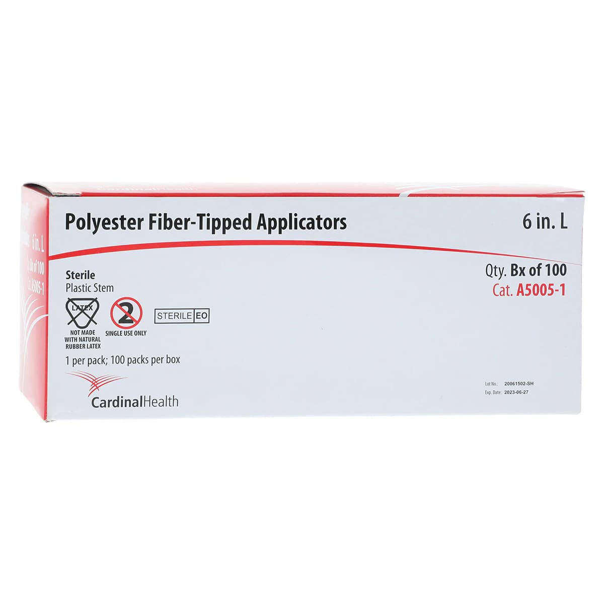 Cardinal Health Sterile Polyester-Tipped Applicators, Plastic Shaft, 6 in, 100/Box - Applicator Polyes Tip Plstc ST - Image 1