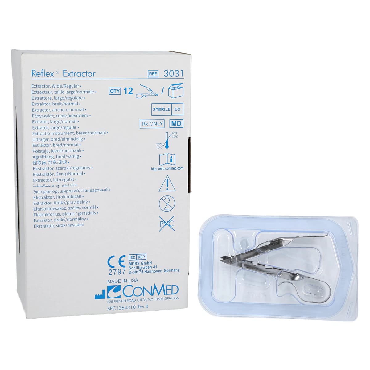 Conmed Skin Staple Extractor Reflex, Stainless Steel, 12/Case - Skin Staple Extractor Reflex - Image 1