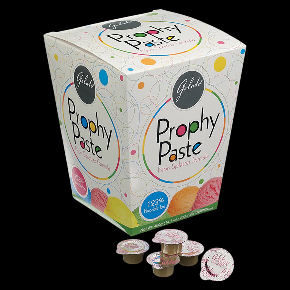 Gelato Prophy Paste with Fluoride, Coarse Grit, Bubble Gum, Unit Dose Cups, 2 g, 200/Box, 24-07577 - Gelato Prophy Paste with Fluoride - Image 1