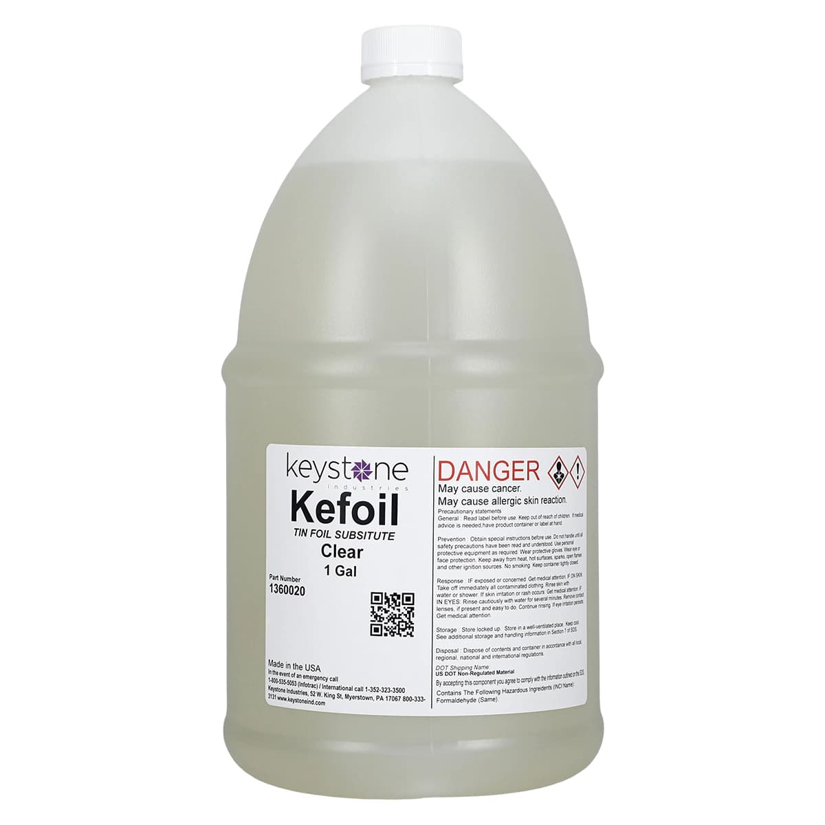 Kefoil Tin Foil Substitute, Clear, Alcohol-Free, 1 Gallon Bottle, 1360020 - Kefoil Tin Foil Substitute 1/Gallon Clear - Image 1