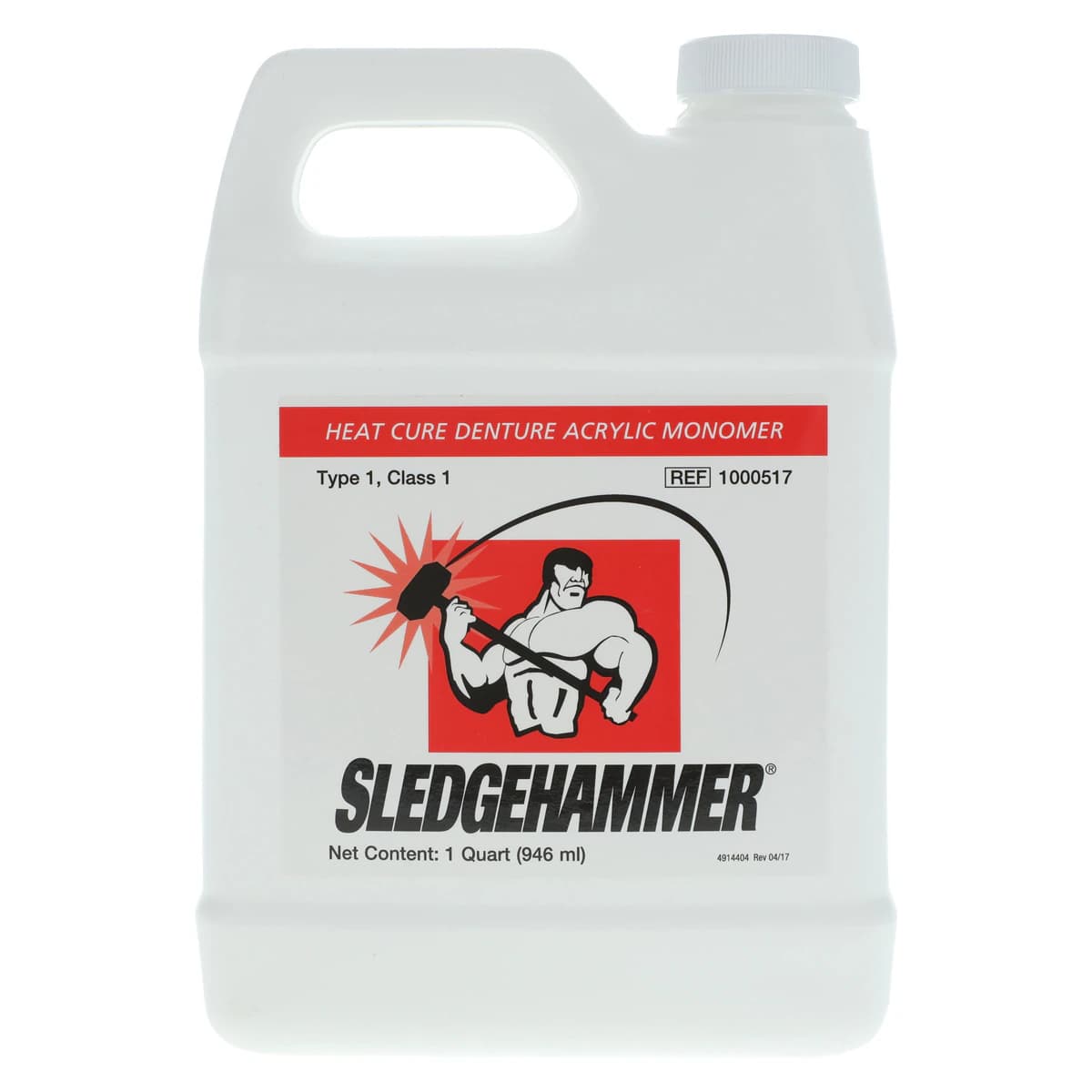 Keystone Sledgehammer Heat Cure Denture Acrylic Liquid, 1 Quart (32 oz) Bottle, 1000517 - Sledgehammer Heat Cure Denture Acrylic Liquid, 1 Quart Bottle Liquid Only - Image 1