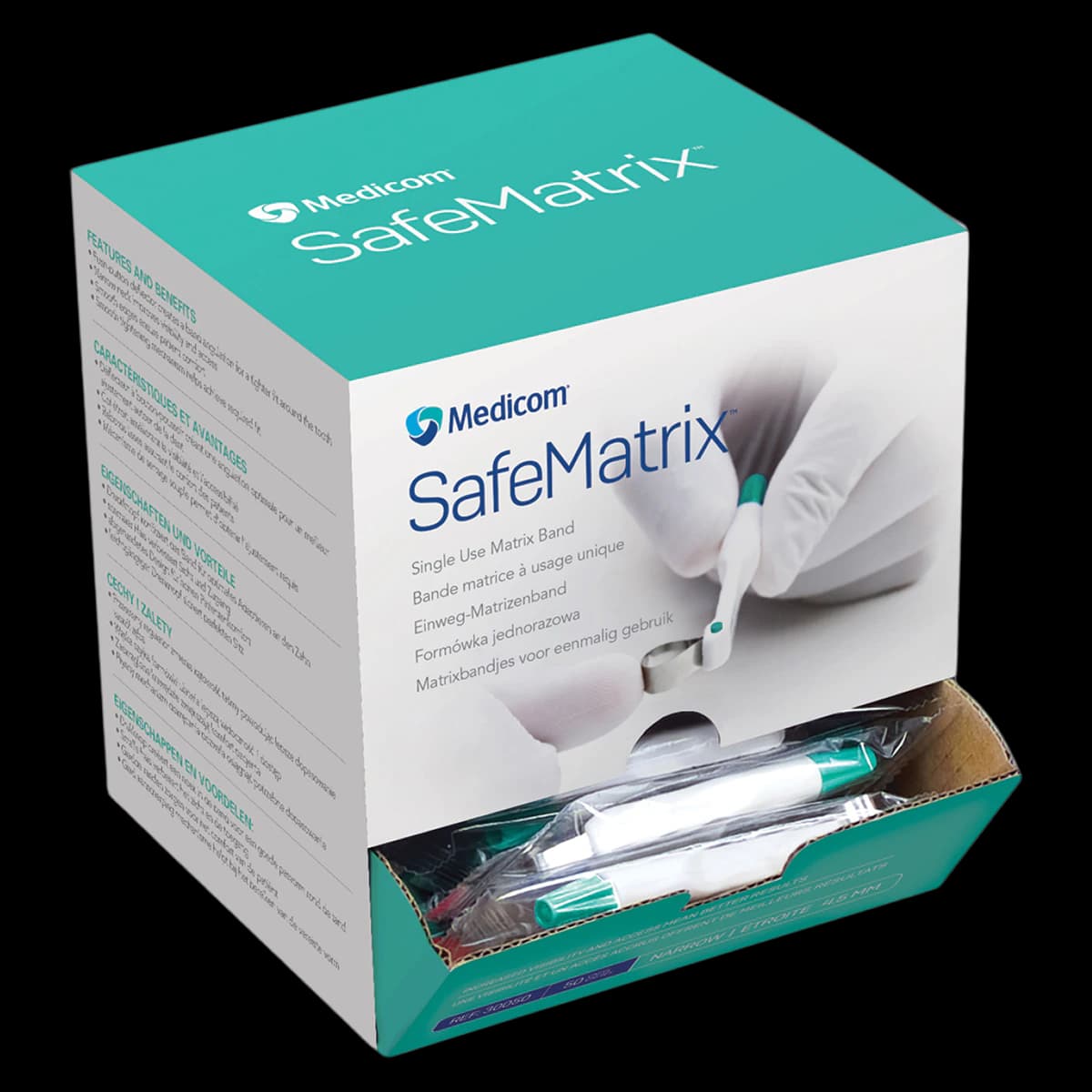 Medicom SafeMatrix Single-Use Matrix Bands, Narrow 4.5mm, Green, 50/Box, 30050 - SafeMatrix Single-Use Matrix Bands 50/Box - Image 1