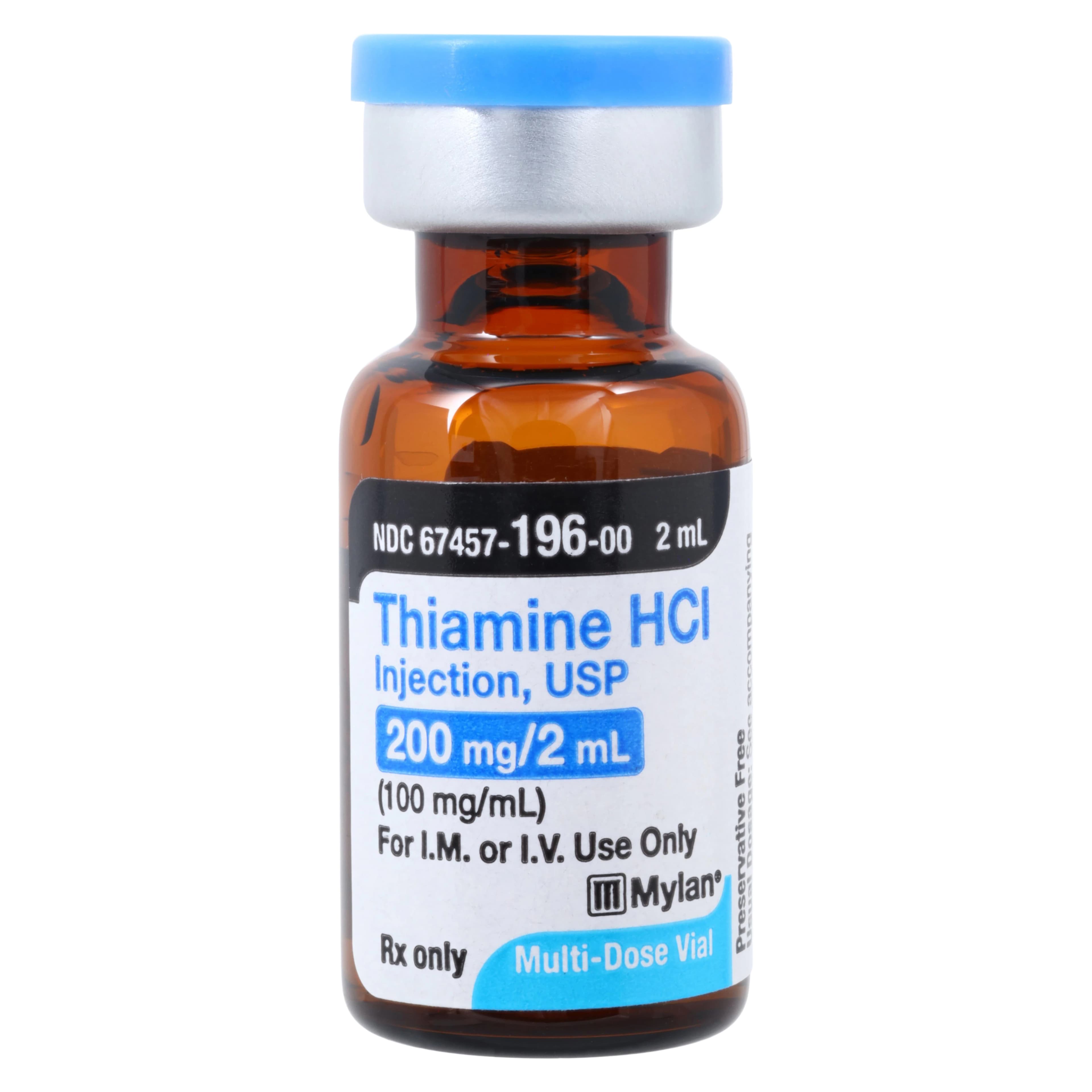 Thiamine HCl Injection 100 mg/mL, 2 mL Multi-Dose Vial, Mylan Institutional - Thiamine HCL Inj MDV N-R - Image 1