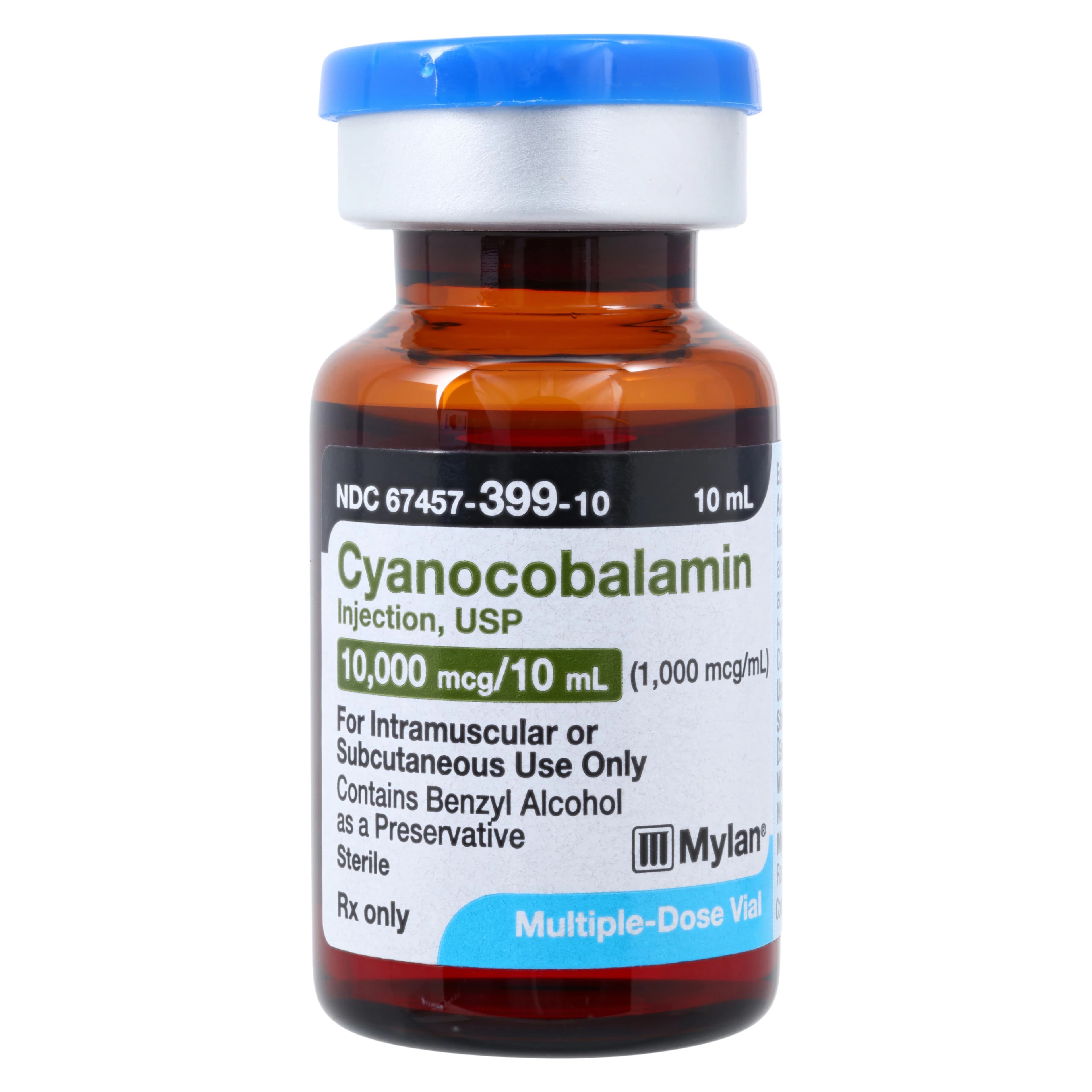 Cyanocobalamin Injection 1000 mcg/mL MDV, 10 mL, Mylan Pharmaceuticals - Cyanocobalamin MDV N-R - Image 1