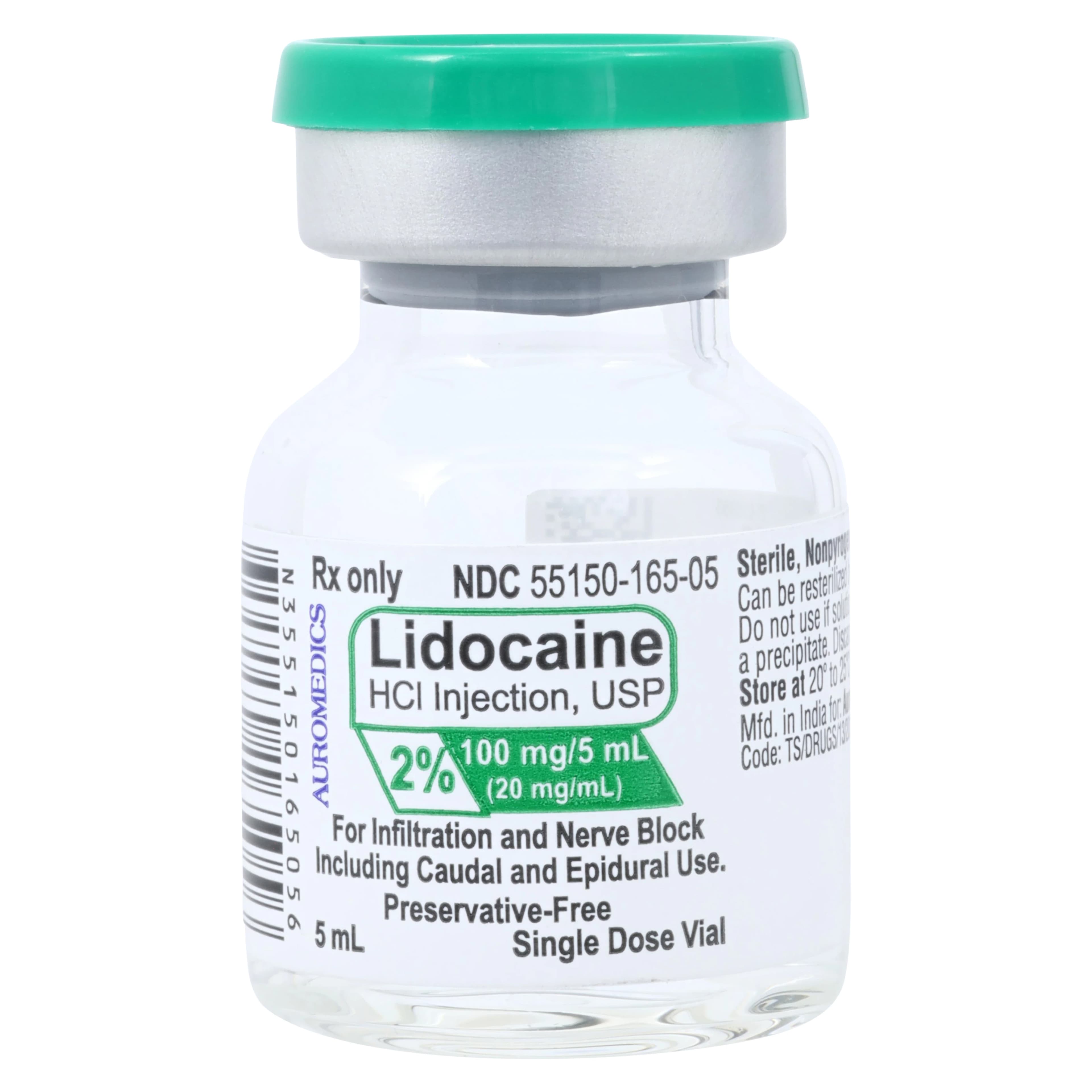 Lidocaine HCL Injection 2% Preservative Free SDV 5mL Each - Lidocaine HCL Inj N-R SDV - Image 1