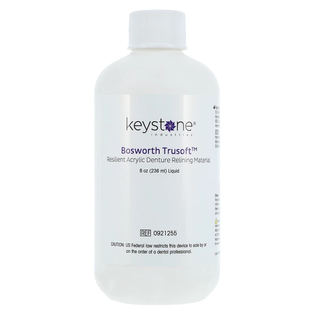 Trusoft Resilient Denture Acrylic Relining Material, Liquid, 8 oz Bottle, 0921255 - Trusoft™ Resilient Denture Acrylic Relining Material 8oz Liquid - Image 1