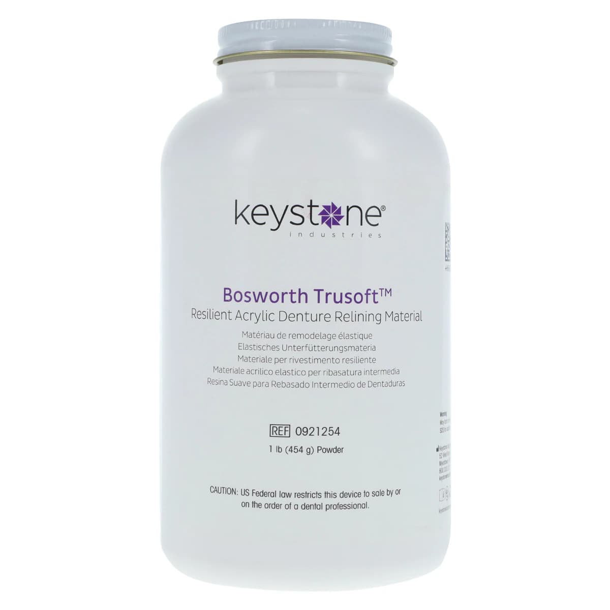 Trusoft™ Resilient Denture Acrylic Relining Material, 1 lb Powder, 0921254 - Trusoft™ Resilient Denture Acrylic Relining Material 1lb Powder - Image 1