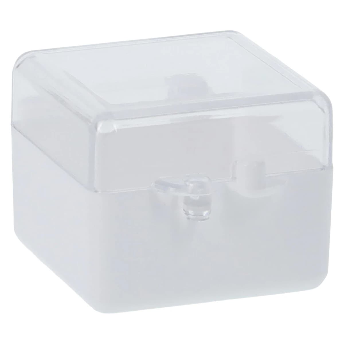 Keystone White/Clear Rigid C&B Boxes, 1" x 1" x 3/4", Hinged Snap-Type Lid, Box of 1000 - White/Clear Rigid C&B Boxes 1" Box of 1000 - Image 1