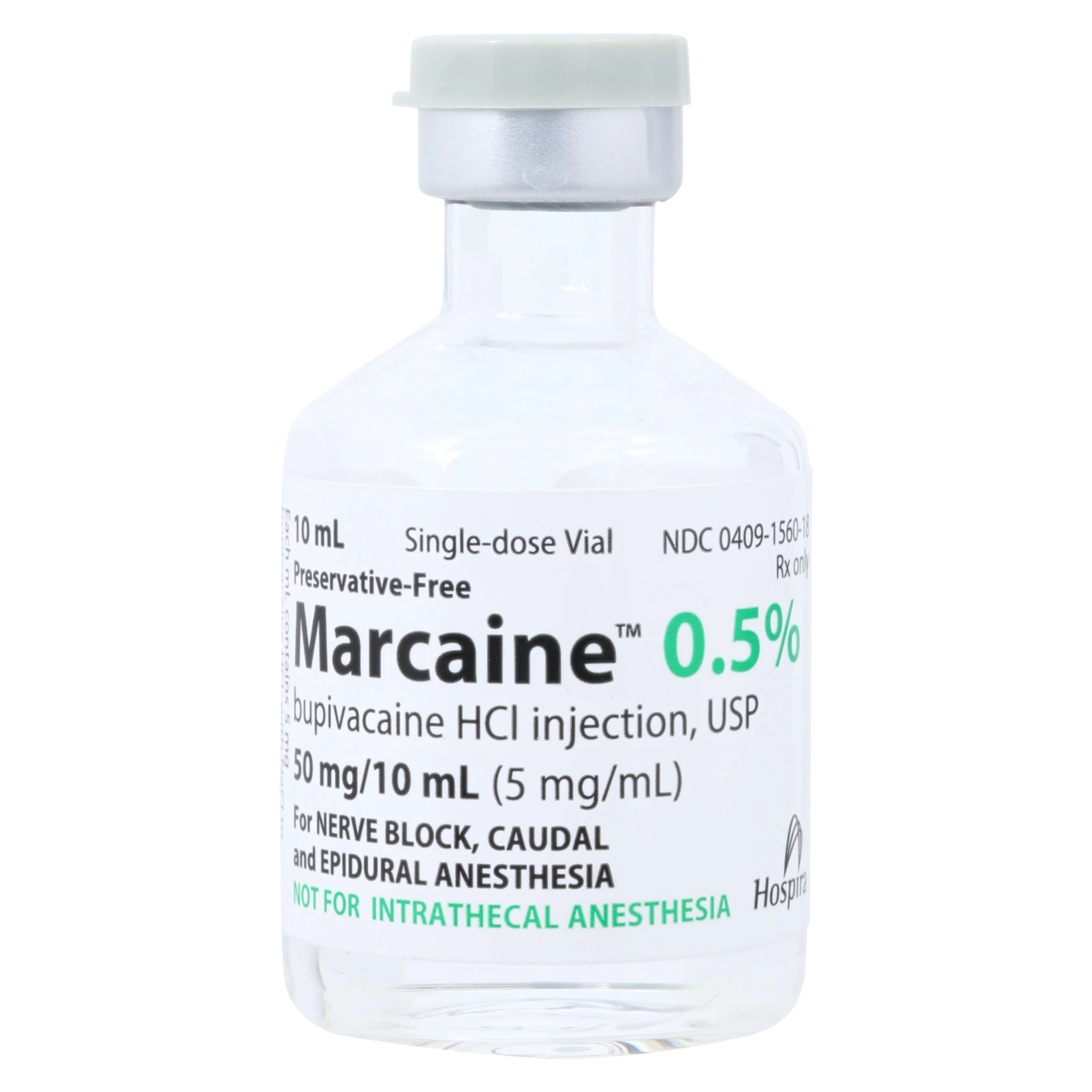 Marcaine Injection 0.5% Preservative Free, Single Dose Vial (SDV), Non-Returnable, 10mL - Marcaine Inj SDV Non-Rtrn PF - Image 1