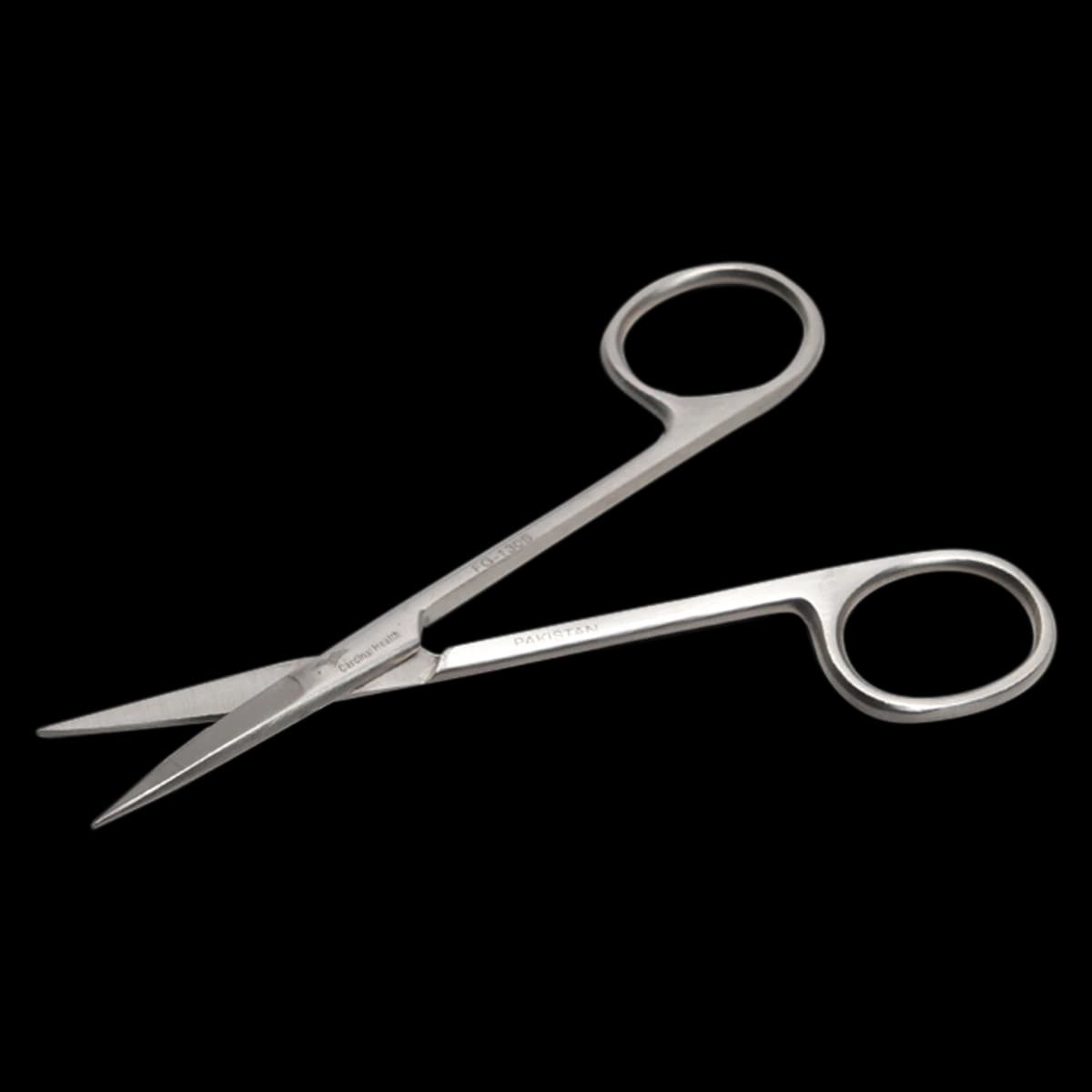 Cardinal Iris Scissors, Straight, 4-1/2", Stainless Steel, Sterile, Disposable, 50/Case - Scissor Iris Straight Satin - Image 1