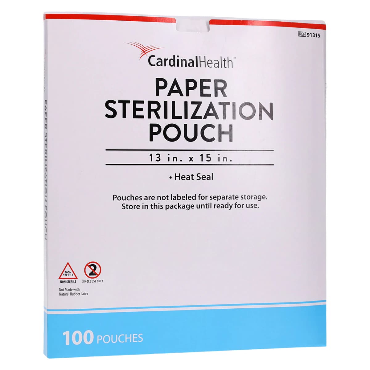 Cardinal Health Sterilization Pouch, Heat Seal, 13 in x 15 in, Blue/White, 100/Pack - Pch Strl Heat Seal Chem Indict - Image 1