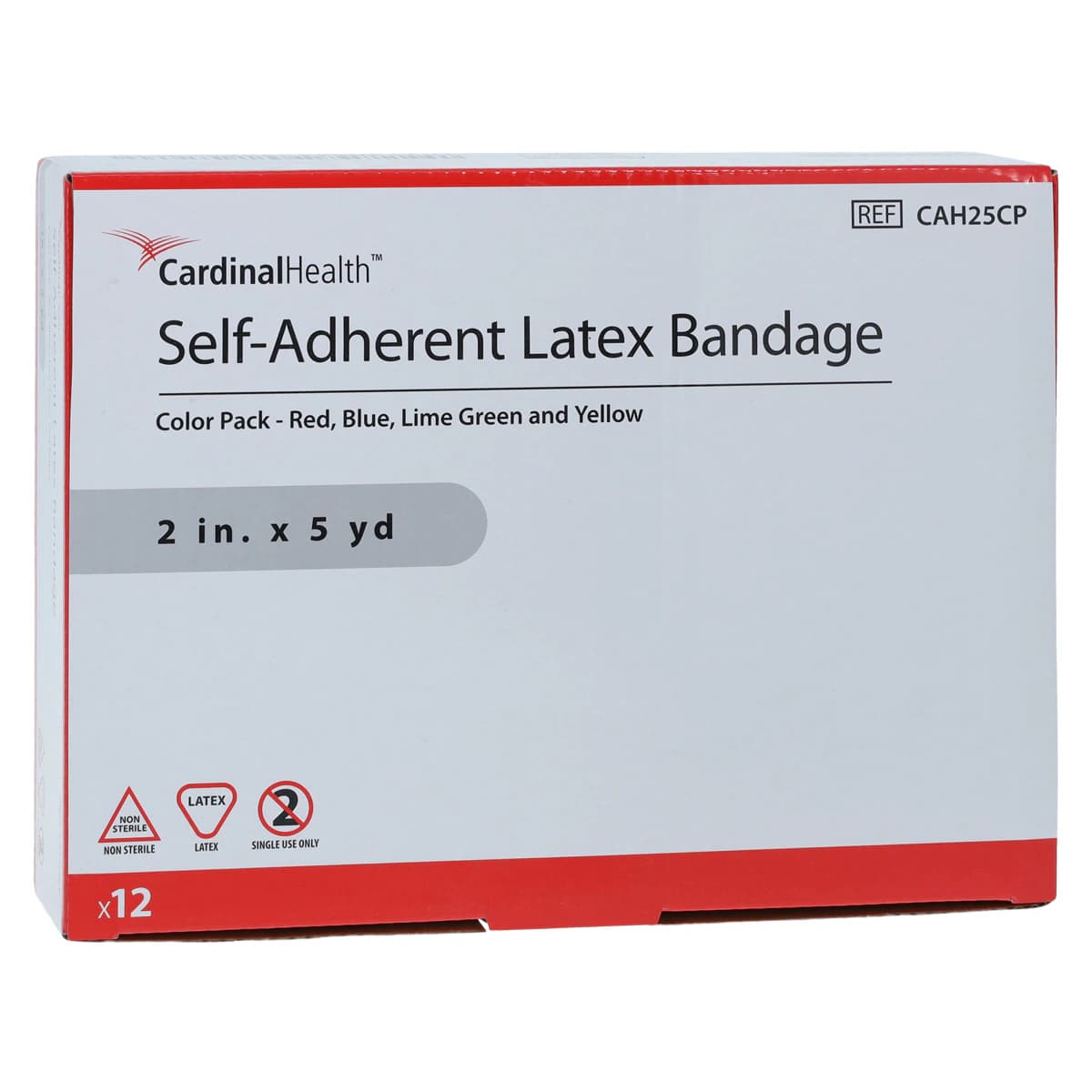Cardinal Bandage Self-Adhesive Latex Non-Sterile Elastic, 2" x 5yd, Assorted Colors, 12/Box - Bandage Self-Adh Ltx NS Asstd - Image 1