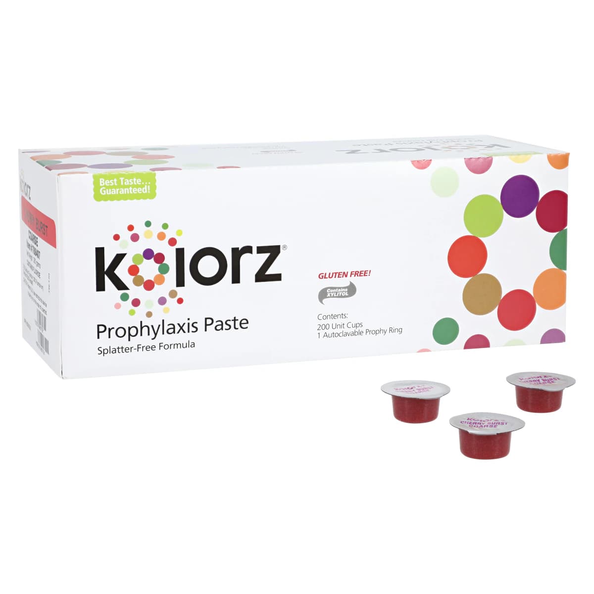 Kolorz Prophy Paste, Coarse, Cherry Burst, Unit Dose Cups, 2 x 200/Box, 788407 - Kolorz Prophy Paste, Coarse, Cherry, 2 x 200/Box, 788407 - Image 1