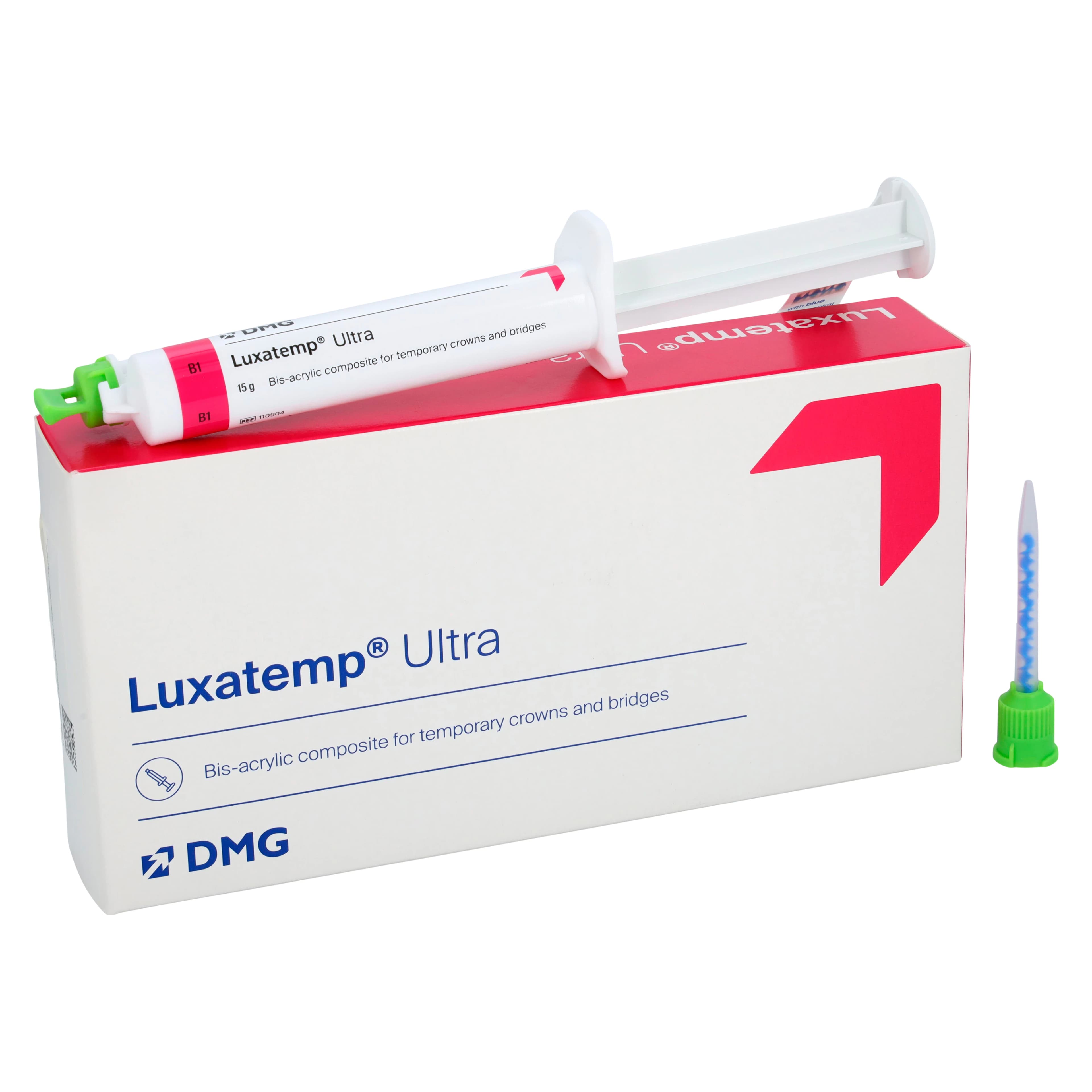 Luxatemp Ultra Smartmix Temporary Crown & Bridge Material, Syringe Refill, Shade B1, 15 g, 1 Syringe + 10 Automix Tips, 110904 - Luxatemp Ultra Smartmix Temporary C&B Material, Syringe Refill, 15 g, B1 1/Pk, 110904 - Image 1