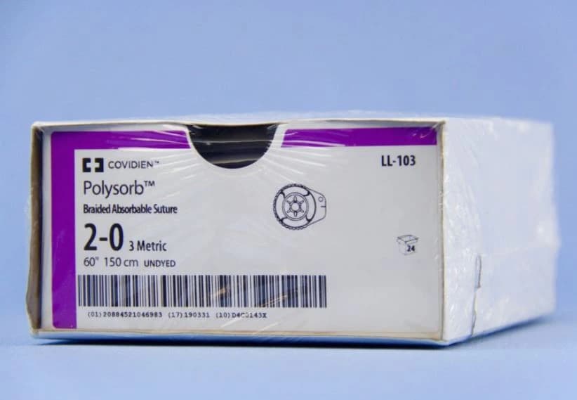 Medtronic Polysorb Absorbable Suture, 2-0, 60" Polyester Braid, Undyed, 24/Case - Suture Polysorb Undyed Reel - Image 1