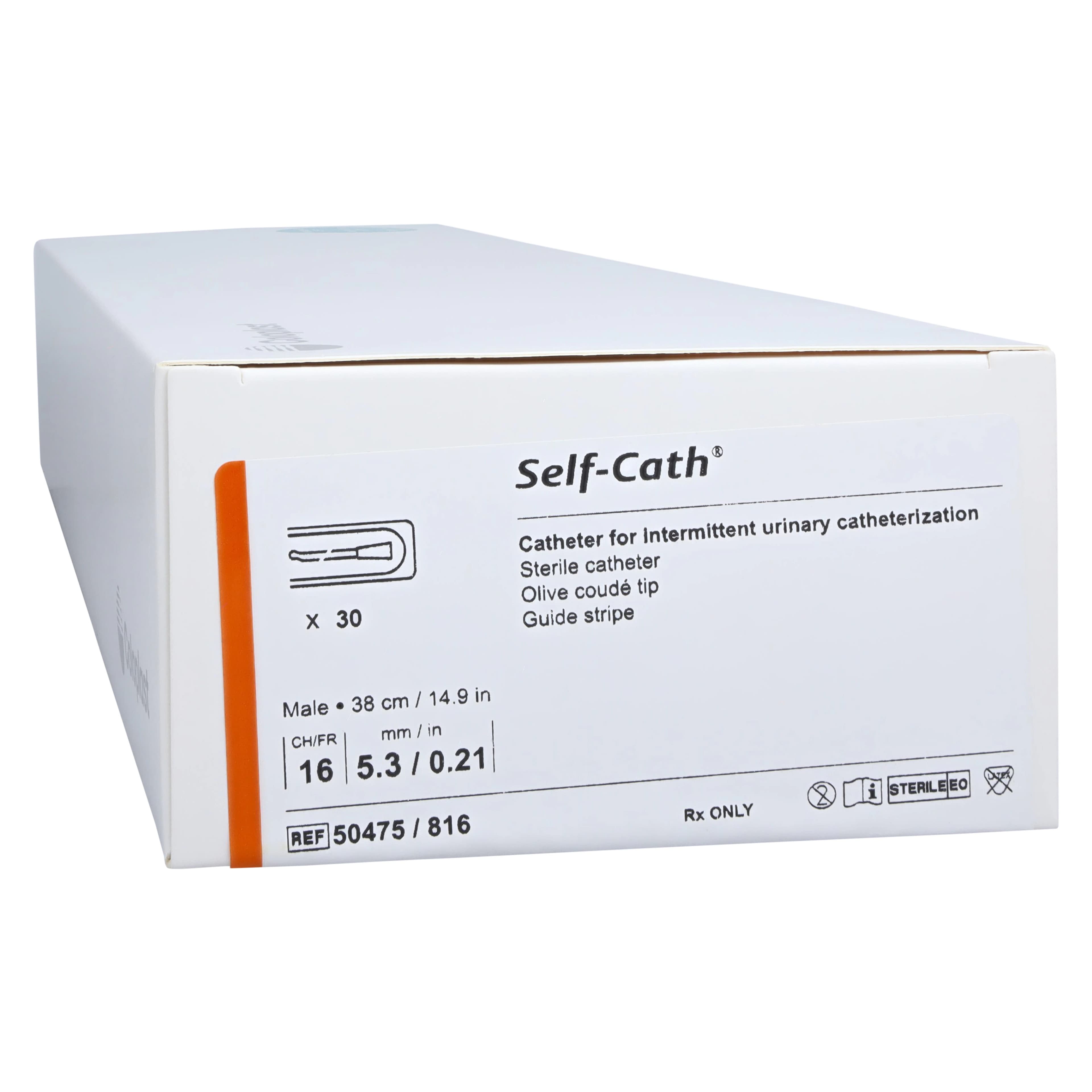 Mentor Self-Cath Intermittent Catheter, Coude Olive Tip, Siliconized PVC, 16 Fr - Catheter Self w/Coude Tip - Image 1