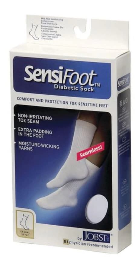 Jobst Sensifoot Compression Diabetic Socks, Crew Length, Closed Toe, Medium, Unisex, White - Sensifoot Socks Crew White - Image 1