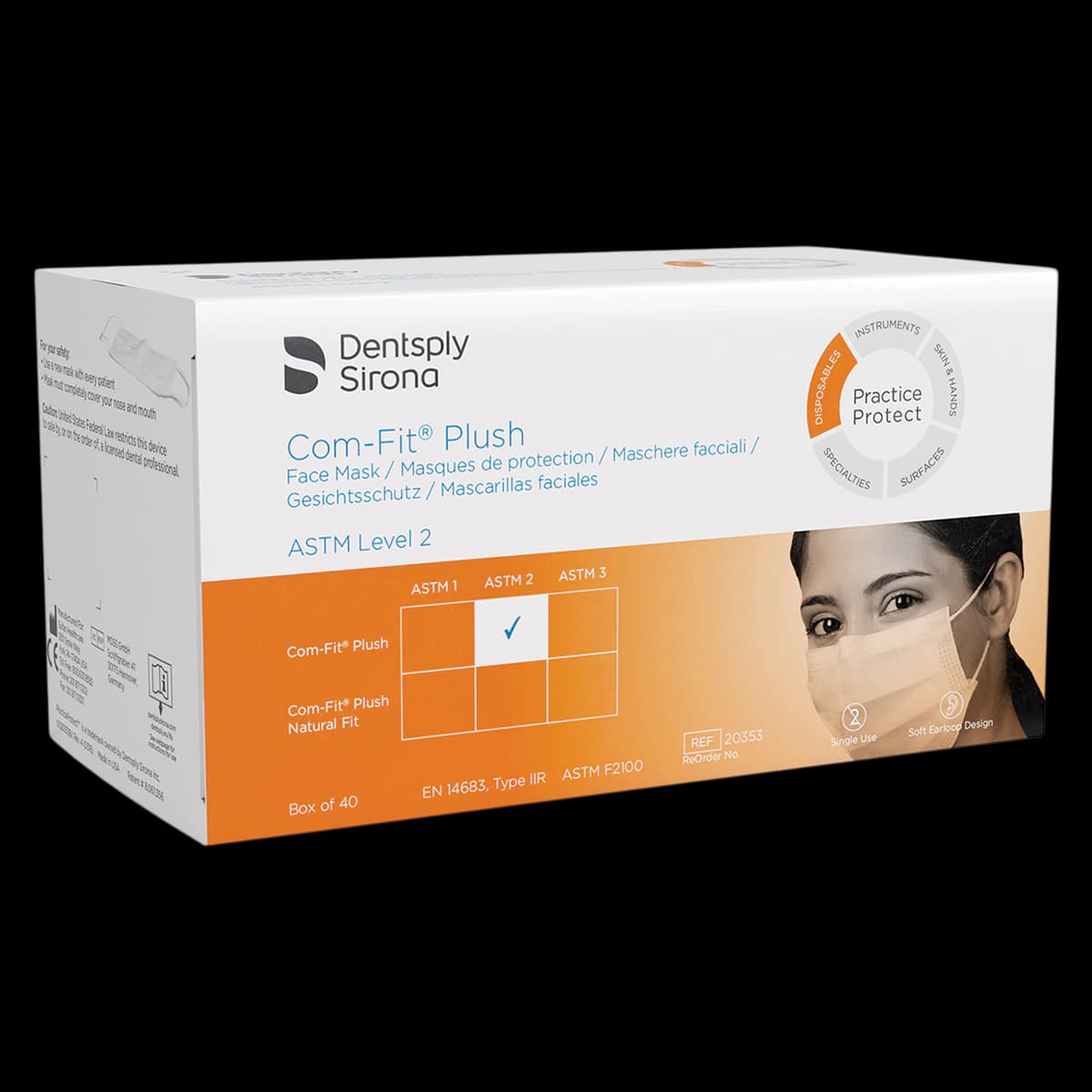 Com-Fit® Plush Surgical Face Mask, ASTM Level 2, White, Ear Loop, Non-Sterile, 40/Box, CFP-2 - Com-Fit® Surgical Face Mask ASTM Level 2 White Box of 40 - Image 1