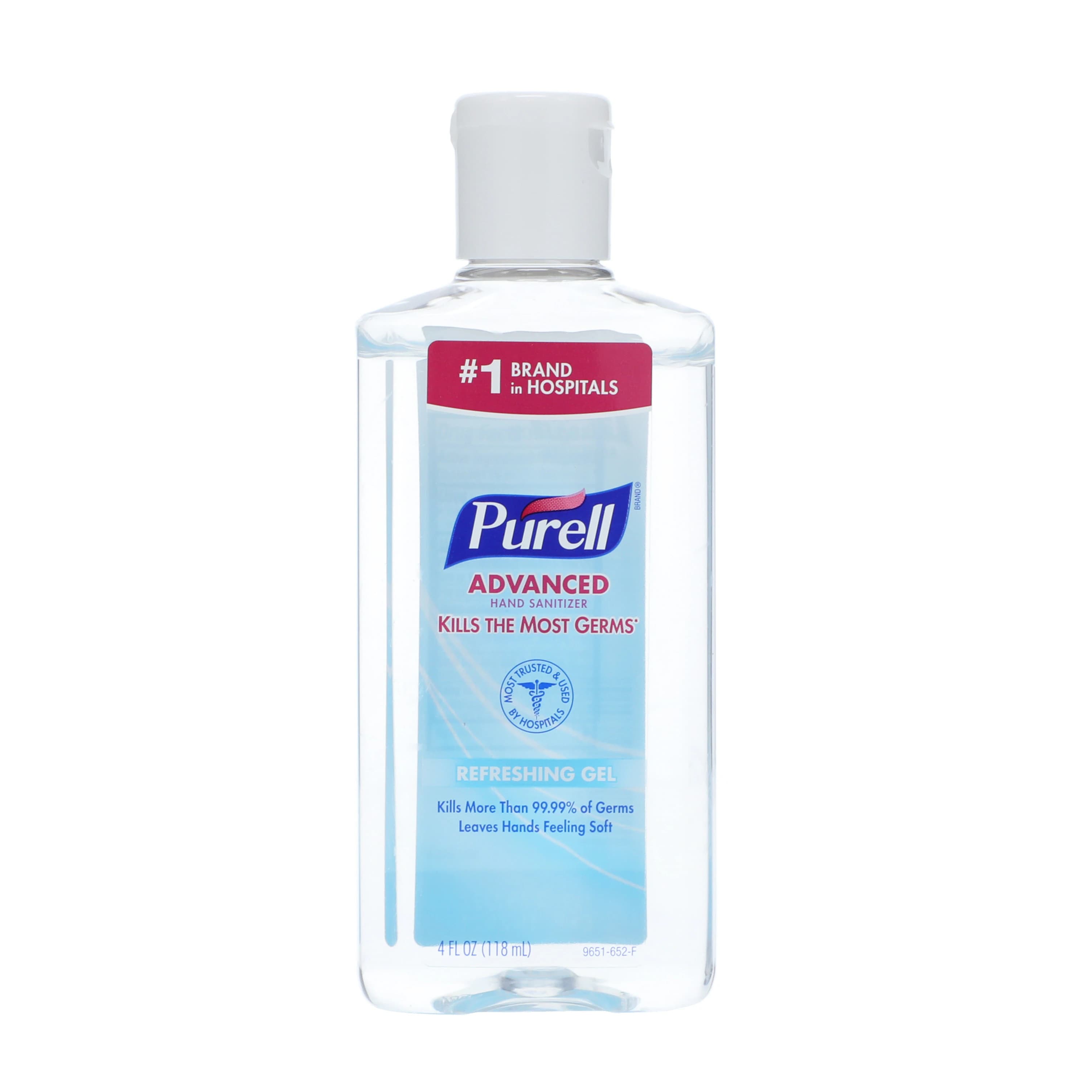 Purell Advanced Hand Sanitizer, 4 oz Squeeze Bottle, 62% Ethyl Alcohol, Refreshing Gel, 9651-24 - Purell Instant Hand Sanitizer 4oz - Image 1