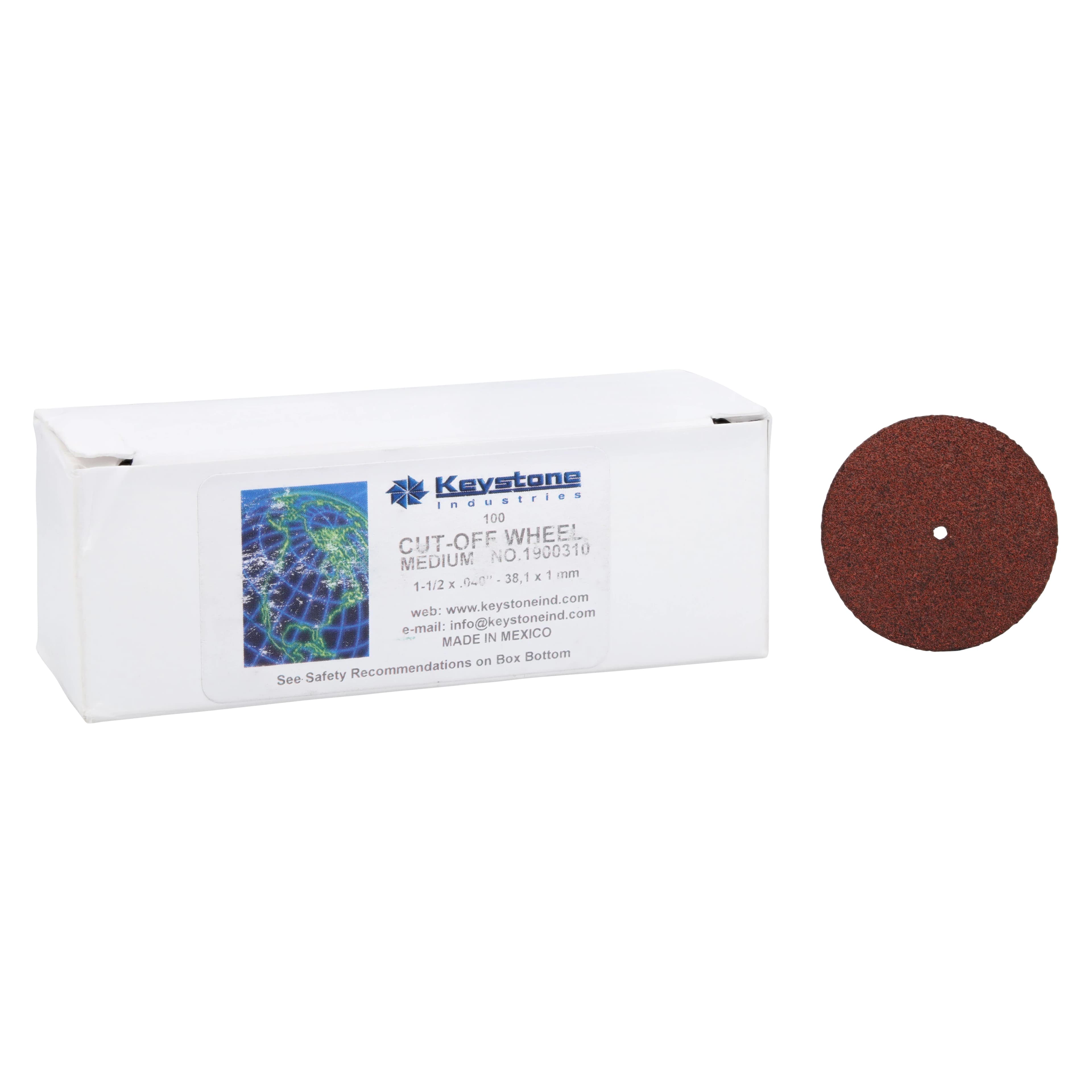 Keystone Cut-Off Wheels, 1-1/2" Dia. x .040" (38.2 x 1.1 mm), Aluminum Oxide, Reddish-Brown, 100/Box - 1-1/2" dia. x .040" Cut-off Wheels Box of 100 - Image 1