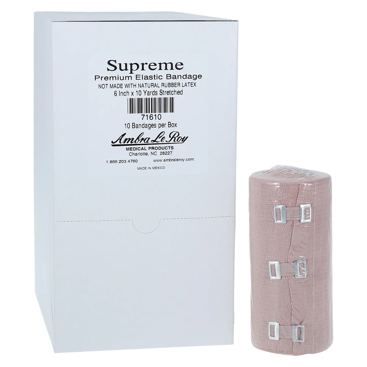 Supreme Elastic Support Bandage, 6" x 10 yd, Tan, Non-Sterile, 10/Box - Bandage Ortho Supreme Clips LF - Image 1