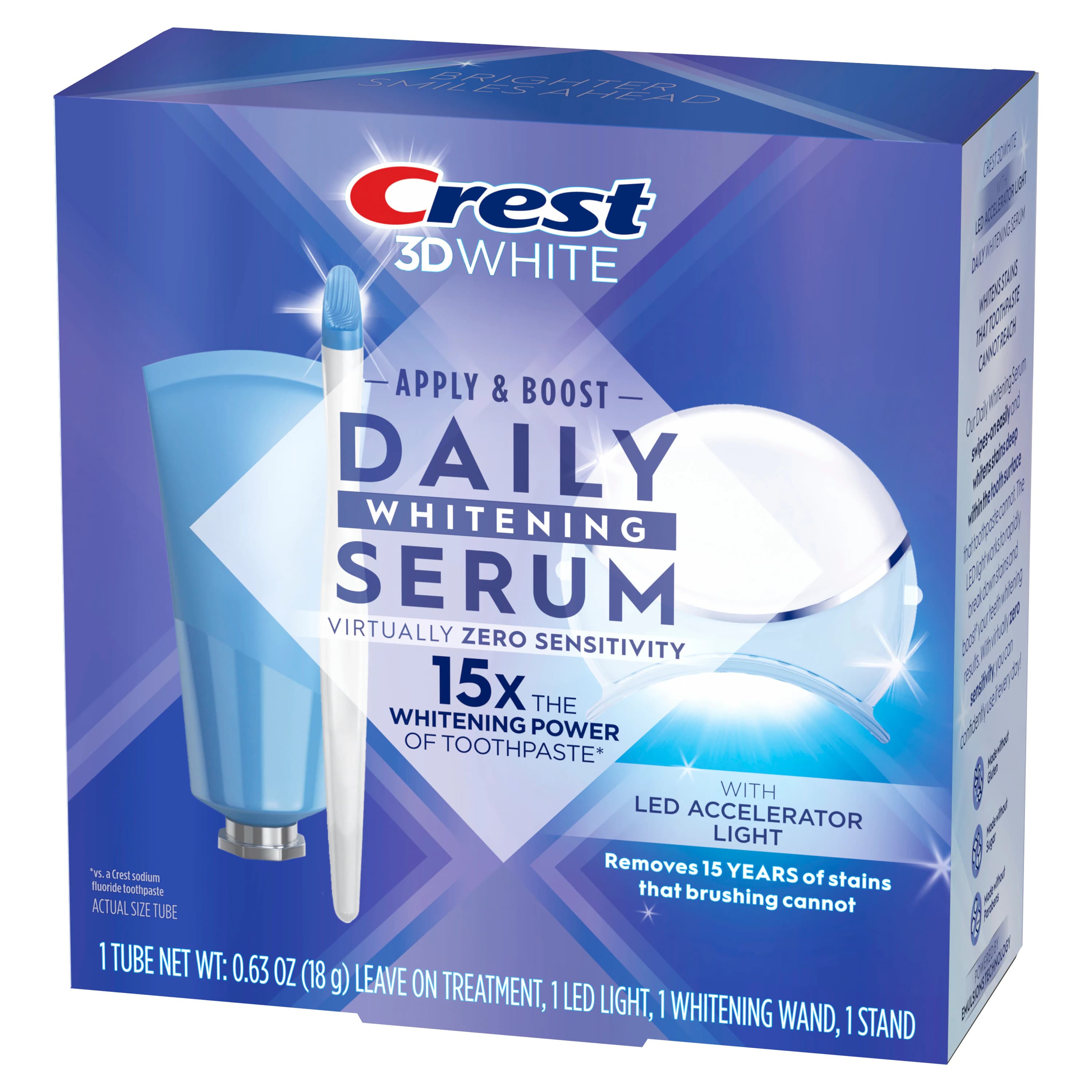 Crest 3D White Daily Whitening Serum with LED Light, Hydrogen Peroxide, 3/Case - Crest 3D White Daily Whitening Serum w/LED Light(3 - Image 1
