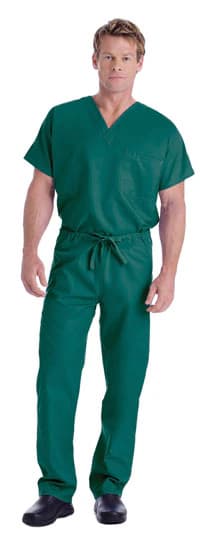 Landau Uniforms Scrub Top Reversible Unisex, 1 Pocket, V-Neck, X-Small, Hunter, 65% Polyester/35% Cotton, 7502 - Scrub Top Reversible Uni 1 Pkt - Image 1