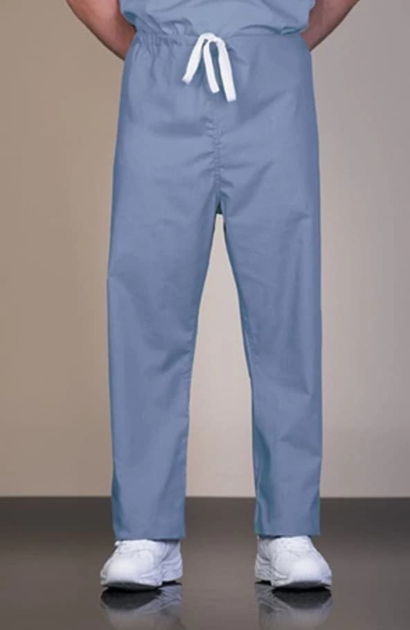 Ciel Blue Reversible Scrub Pants, Unisex X-Large, 100% Cotton, Drawcord Closure, Latex-Free, Non-Sterile - Ciel Blue Scrub Pants Reversible with Drawcord Unisex X-Large Latex-Free Non-Fluid Resistant - Image 1