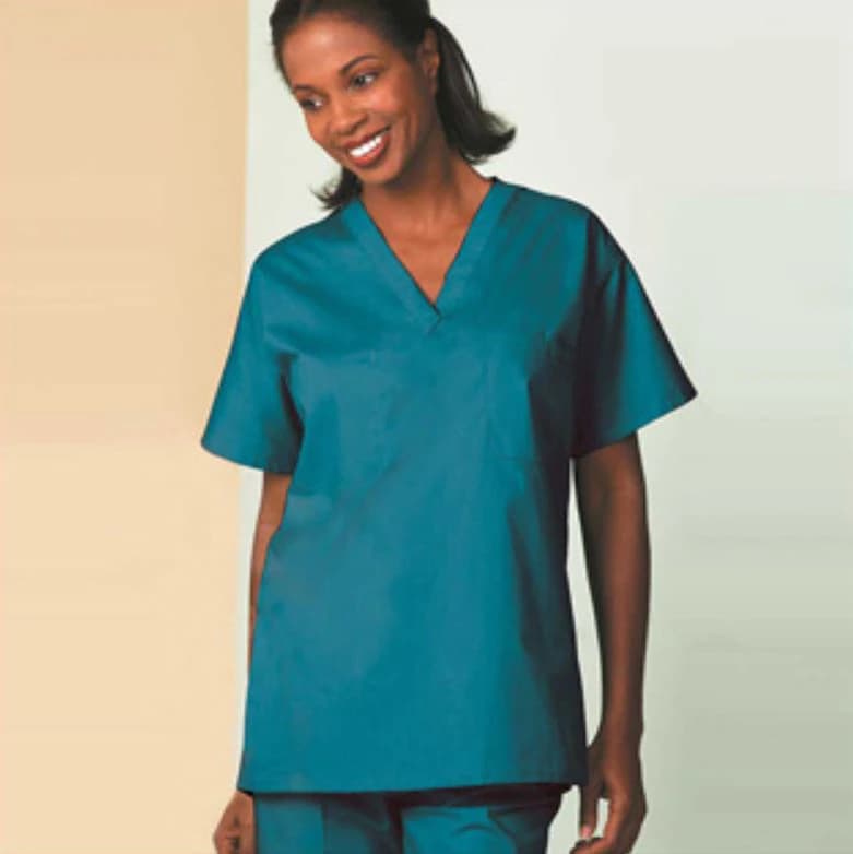 Fashion Seal Healthcare® Unisex Set-In Sleeve Scrub Shirt, V-Neck, Short Sleeve, Teal, Extra Small, 1/Pkg - Fashion Seal Healthcare® Unisex Set-In Sleeve Scrub Shirts - Teal, Extra Small - Image 1