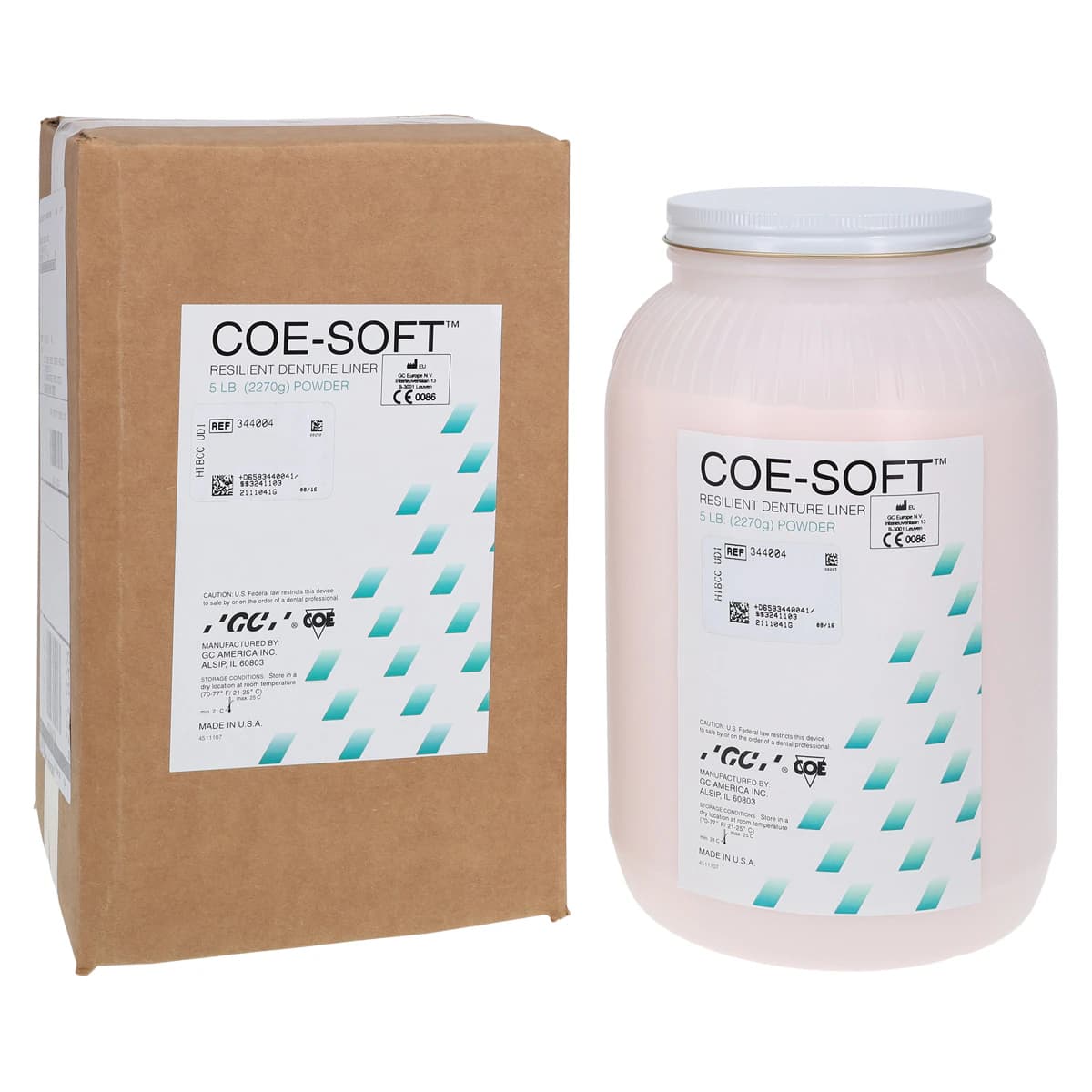 Coe-Soft Resilient Denture Reline Material, Self-Cure, Powder Refill, 5 lb Jar, Pink, 344004 - Coe-Soft Resilient Denture Reline Material, Self-Cure, Powder Refill, 5 lbs, 1/Pk, 344004 - Image 1