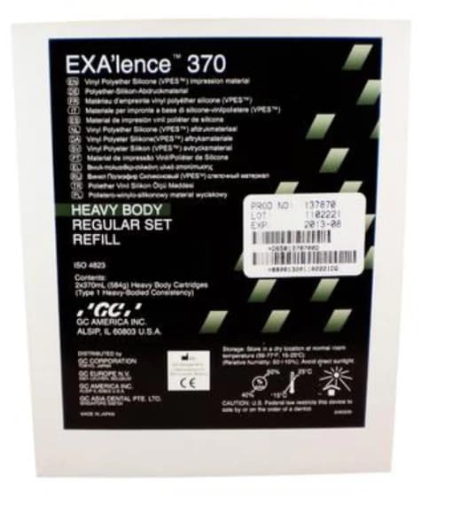 EXA'lence VPES Impression Material Heavy Body Regular Set Refill, 370 mL Cartridges, 2/Pkg, Hunter Green, 137870 - EXALENCE 370ML HEAVY REG. REFILL PK/2 - Image 1
