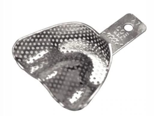 GC America COE Nickel-Plated Depressed Anterior Perforated Impression Tray #A7 Upper (Small) - GC America - Nickel-Plated Depressed Anterior Perforated Tray - Tray #A7 Individual Uppers (Small) - Image 1