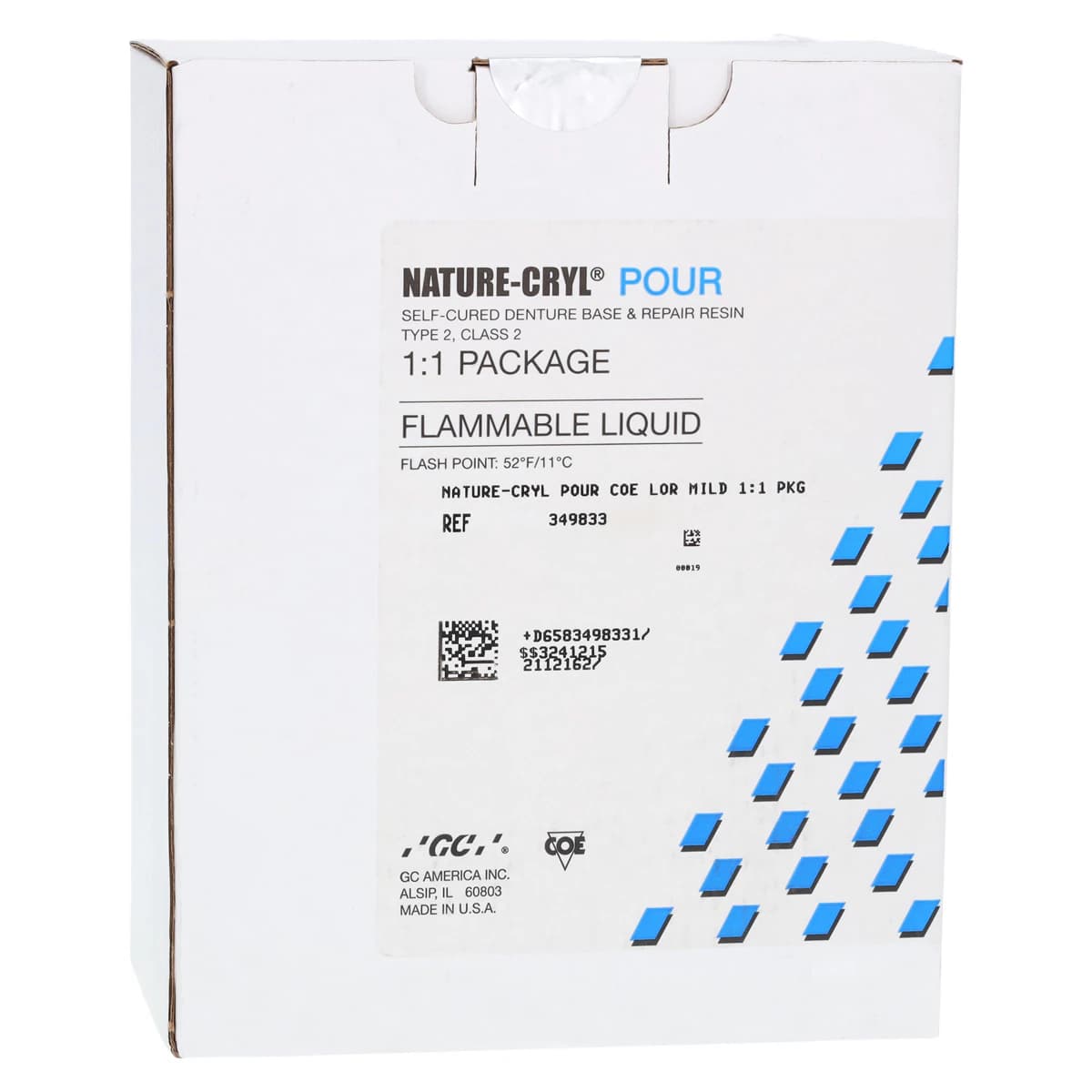GC America Nature-Cryl Pour Denture Resin, COE-LOR Mild, 1:1 Pack (1 lb Powder + 300 mL Liquid), 349833 - GC America - NATURE-CRYL POUR 1:1 Packages - COE-LOR Mild - COE-LOR Mild - Image 1