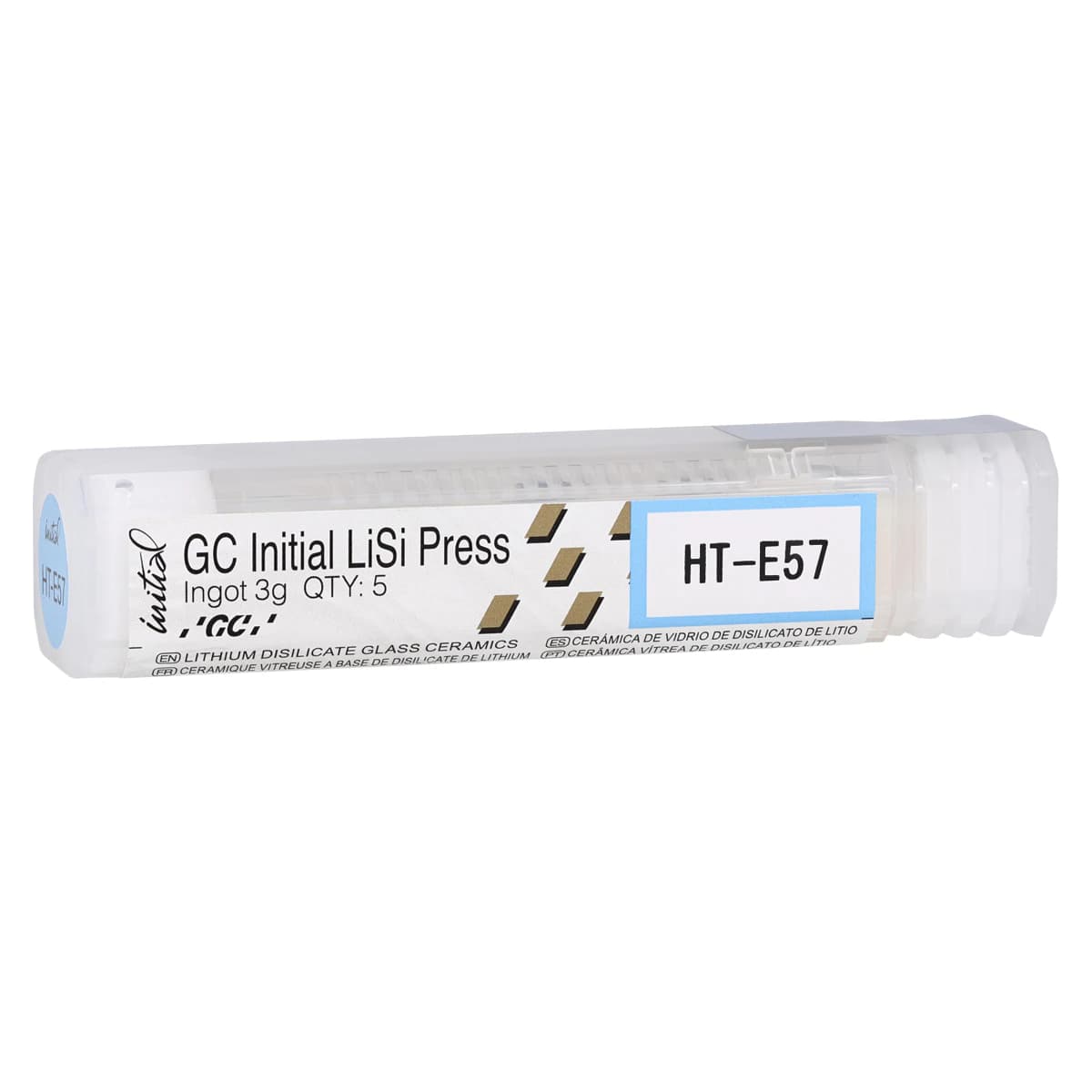 GC Initial LiSi Press Ingot, High Translucency Shade HT-E57, 3g, Pack of 5 - GC America - GC Initial LiSi Press Ingot - (Shade HT-E5) - Image 1