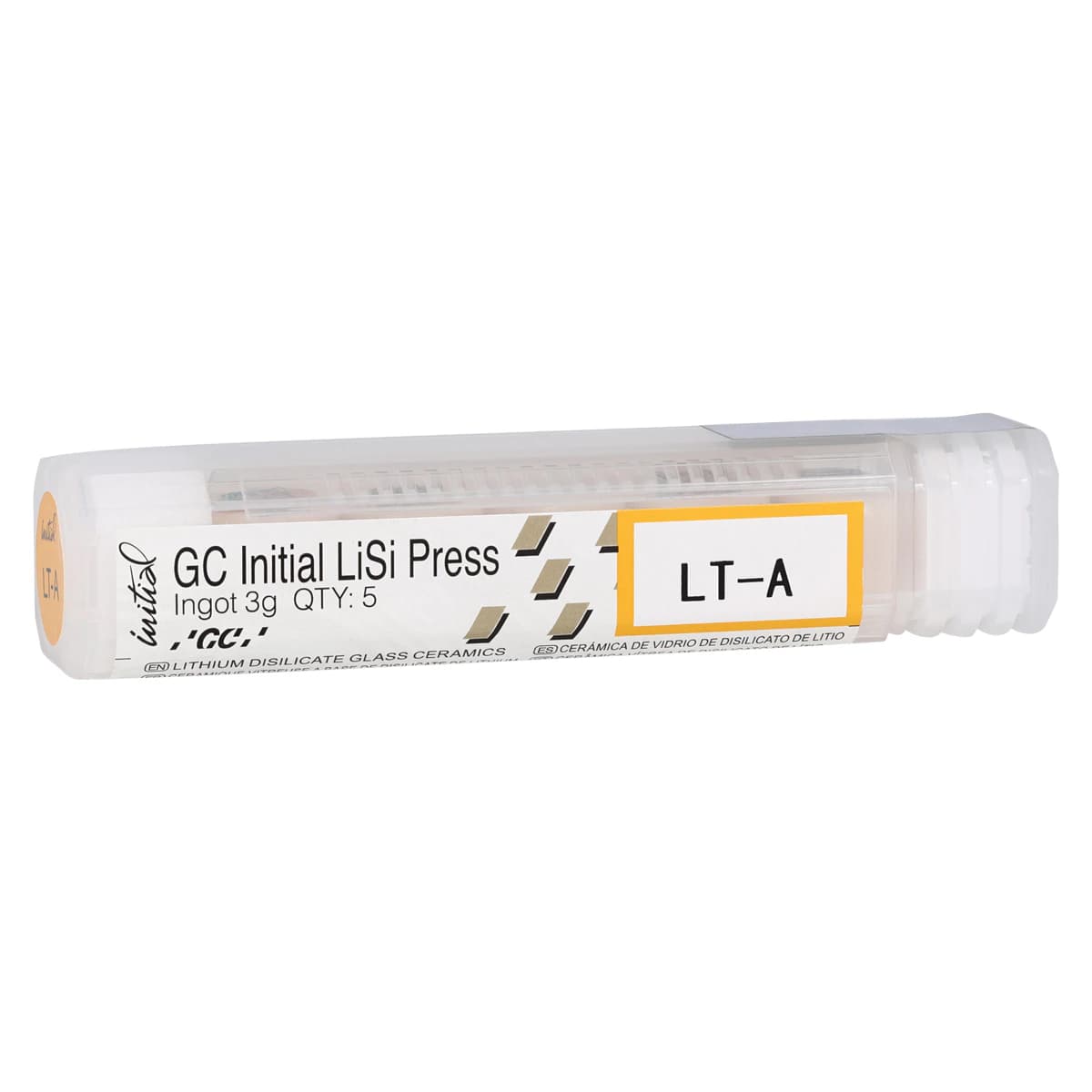 GC Initial LiSi Press Lithium Disilicate Ingot, Shade LT-A, 3g, 5/Pk - GC Initial LiSi Press Lithium Disilicate Ingot, Shade LT-A, 3g, 5/Pk - Image 1