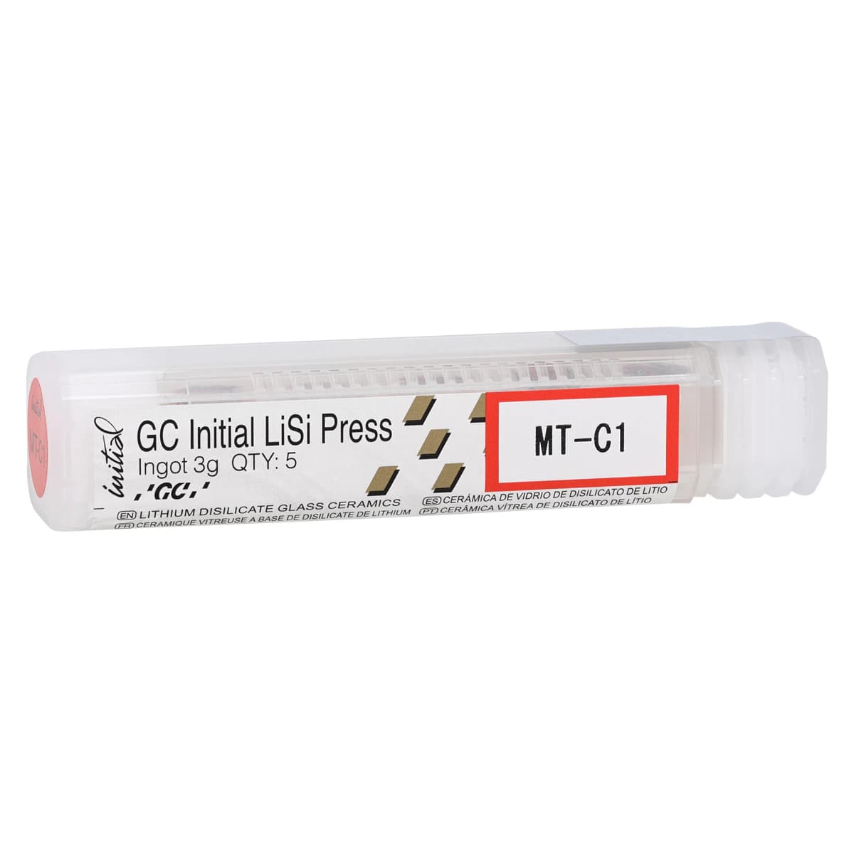 GC Initial LiSi Press Lithium Disilicate Ingot, Shade MT-C1, 3g, 5/Pk - Initial LiSi Press MT-C1 3g (5) - Image 1