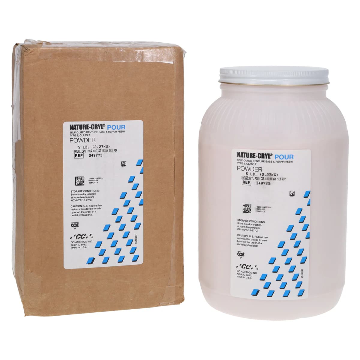 GC America Nature-Cryl Pour COE-LOR Heavy Denture Base Acrylic Powder, 5 lb - Nature-Cryl Pour Coe Lor Hvy 5Lb Pdr - Image 1