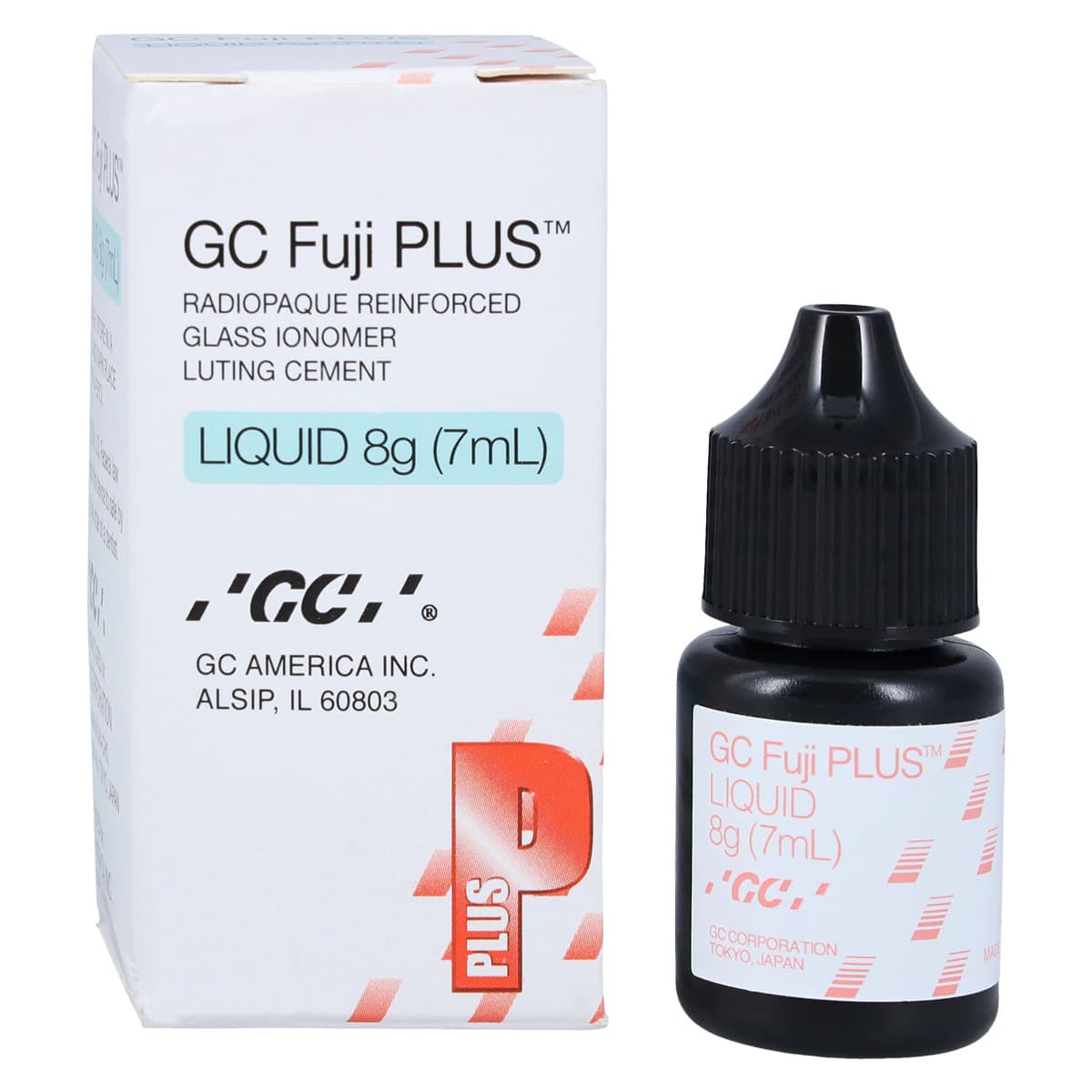 GC Fuji PLUS Resin-Reinforced Glass Ionomer Luting Cement Liquid Refill, 7 mL Bottle, 431091 - Liquid Refill, 7 ml, 431091 - Image 1