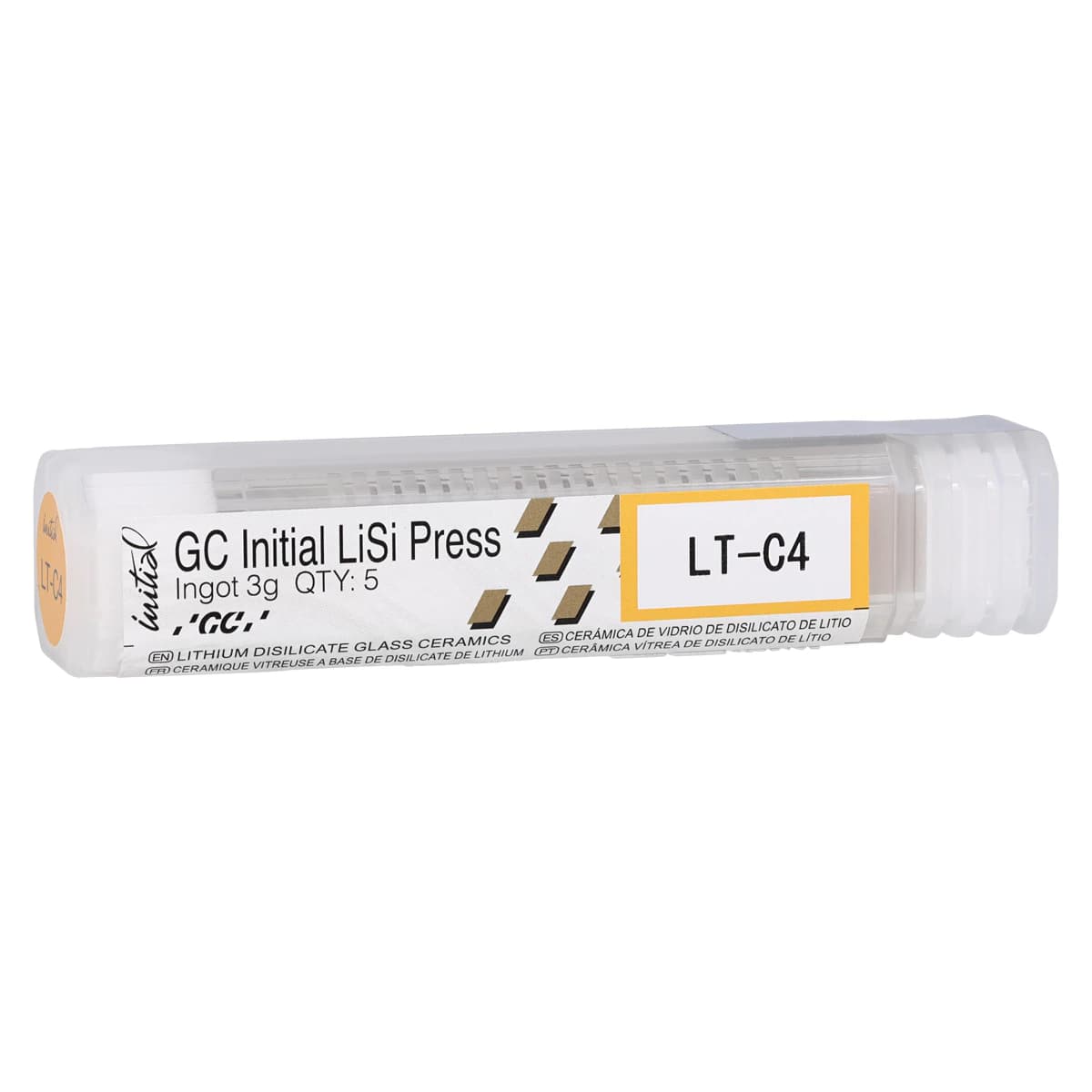GC Initial LiSi Press Lithium Disilicate Pressable Ceramic Ingot, Shade LT-C4, 3g, Pack of 5 - GC Initial® LiSi Press Ingot LT-C4 3g Pack of 5 - Image 1