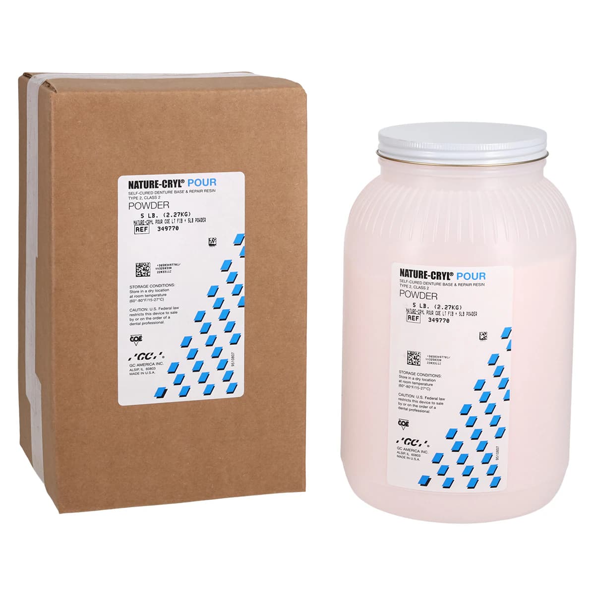 NATURE-CRYL POUR 5-Pound Powder Package, COE Light Fibered+, GC America 349770 - NATURE-CRYL POUR 5-Pound Powder Packages - COE Light Fibered+ GC America 349770 - Image 1