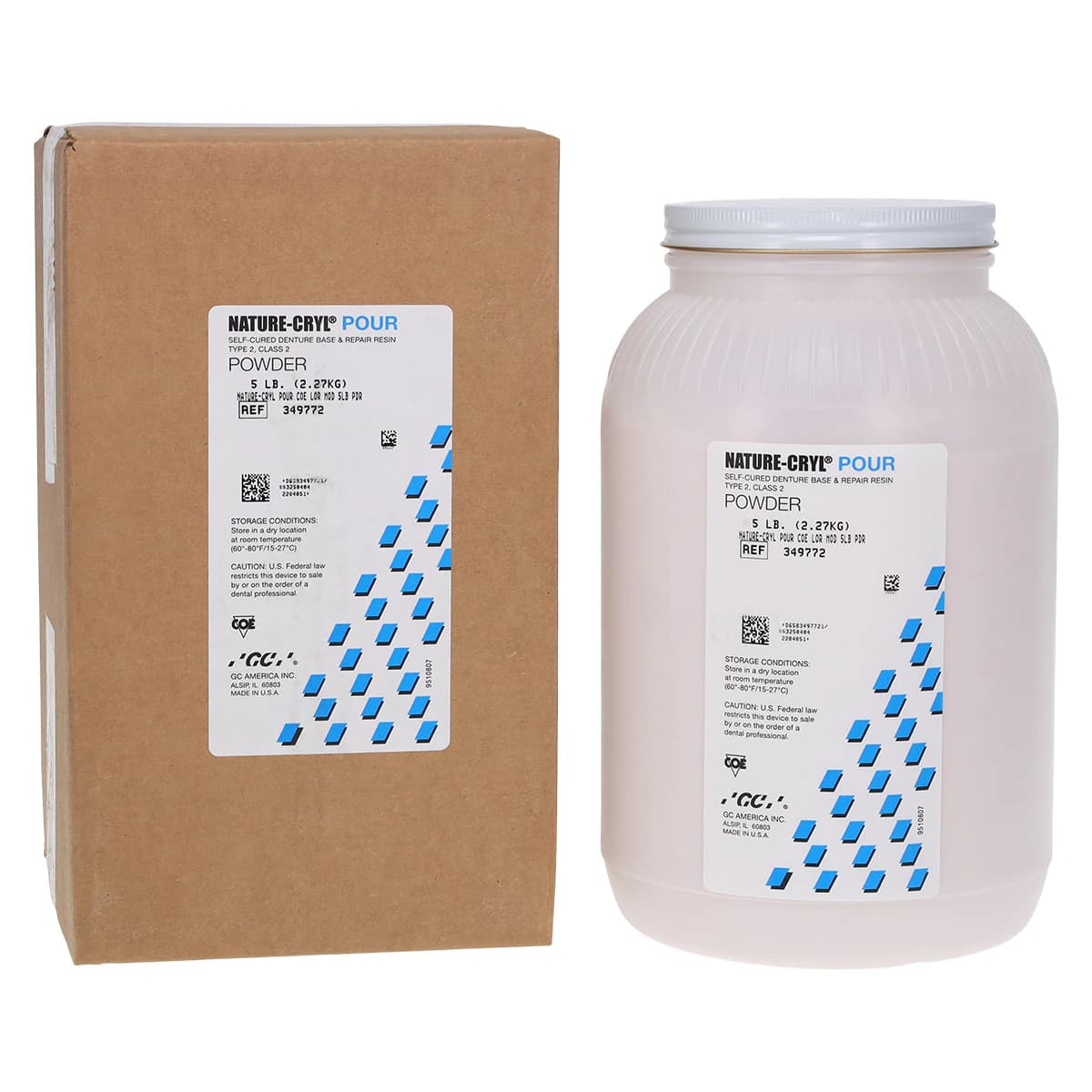 GC America Nature-Cryl Pour Powder, COE-LOR Moderate, 5 lb, 349772 - GC America - NATURE-CRYL POUR 5-Pound Powder Packages - COE-LOR Moderate - Image 1