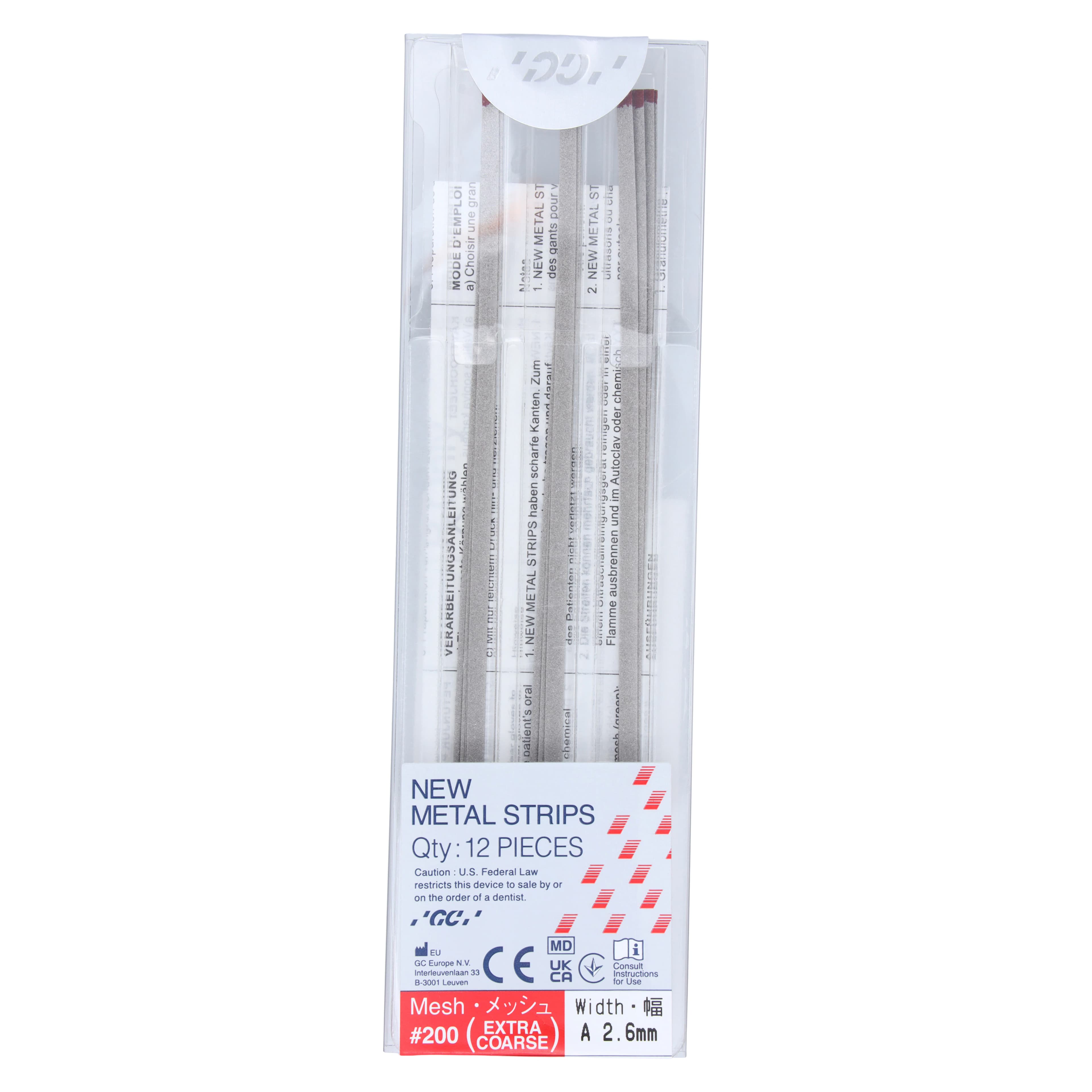 GC America Metal Finishing Strips, Refill, #200-A Width, Extra Coarse (Red), 140 Micron, 2.6 mm, 12/Pk, 000252 - Metal Finishing Strips, Refill, # 200-A Width Mesh, 140 Micron, 2.6 mm, Extra Coarse, Red, 12/Pk, 000252 - Image 1