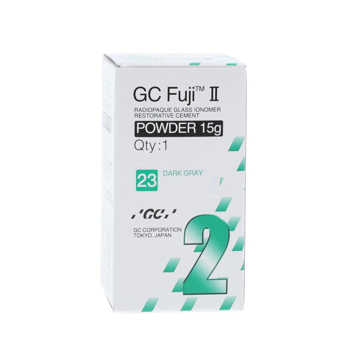 GC Fuji II Glass Ionomer Restorative Powder Refill, Shade #23 Dark Gray, 15g Bottle - Fuji II Glass Ionomer Restorative, Powder Refill - Image 1