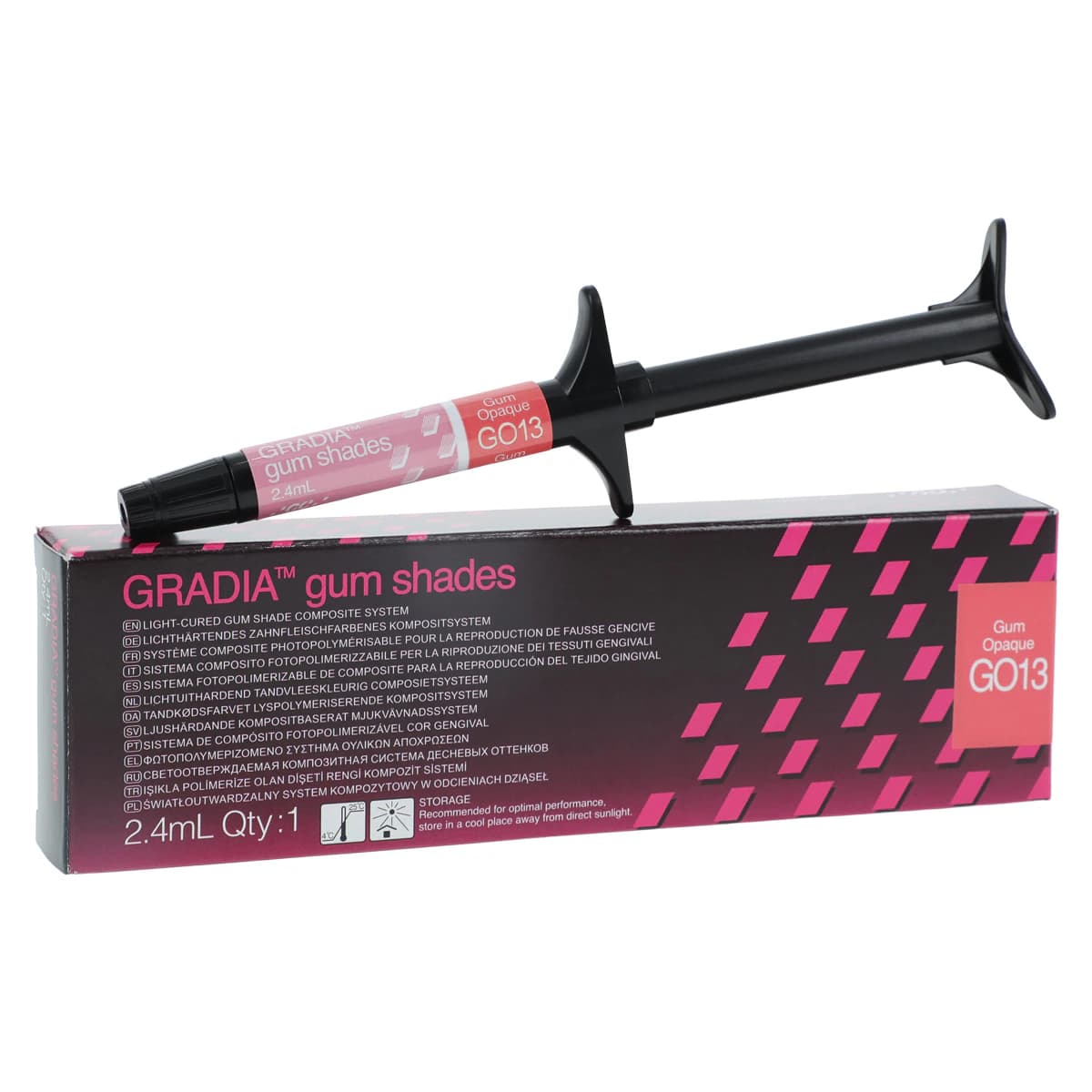 Gradia Gum Opaque GO13 Syringe, 2.4 mL, Light-Cure Indirect Composite, 1/Pk - Gradia® Indirect Restoration System 2.4 mL Syringe Gum GO13 Each - Image 1