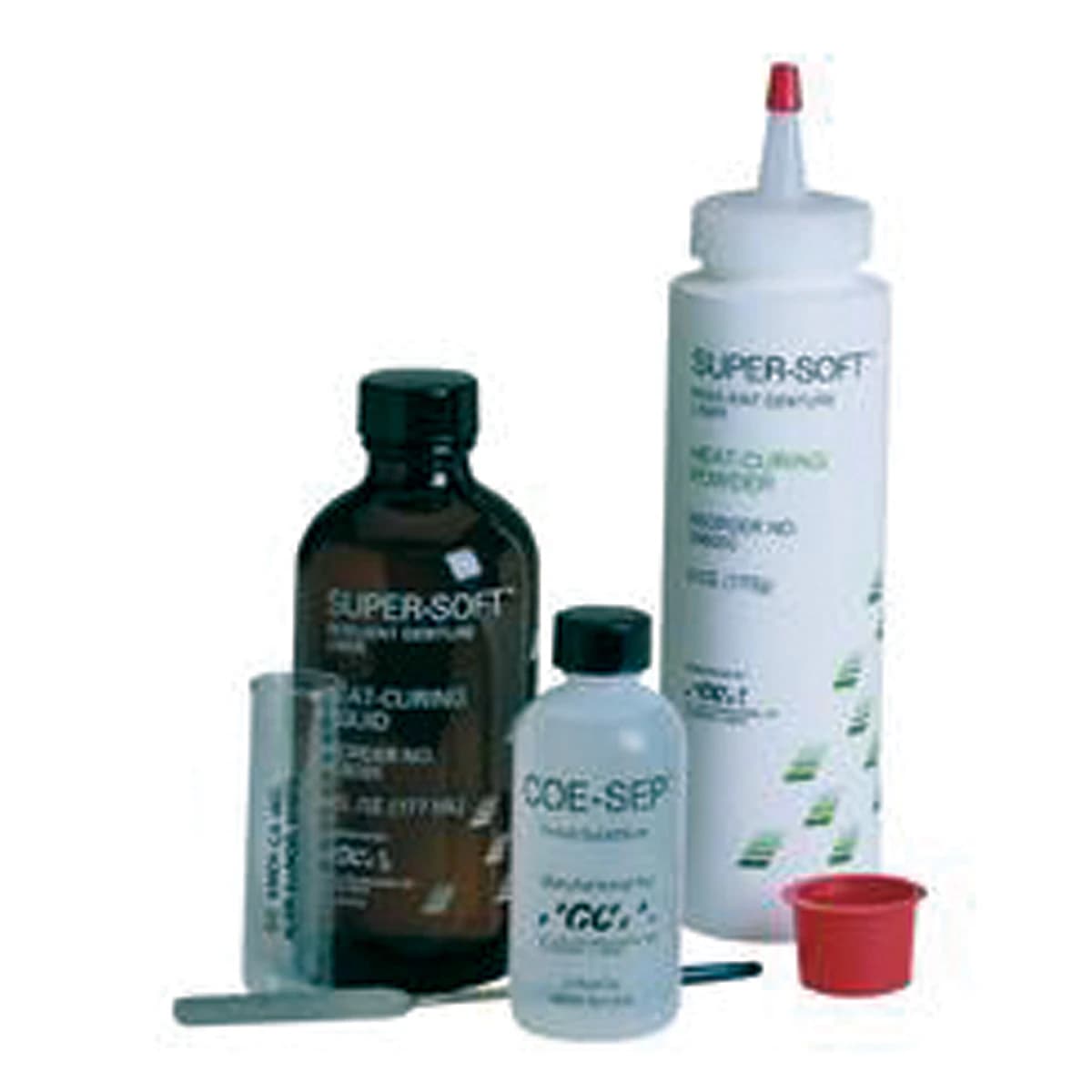 GC America Super-Soft Soft Denture Reline Material Professional Package, 6 oz Powder & 6 oz Liquid with Mixing Accessories, 348001 - GC America - SUPER-SOFT Professional Package - Image 1