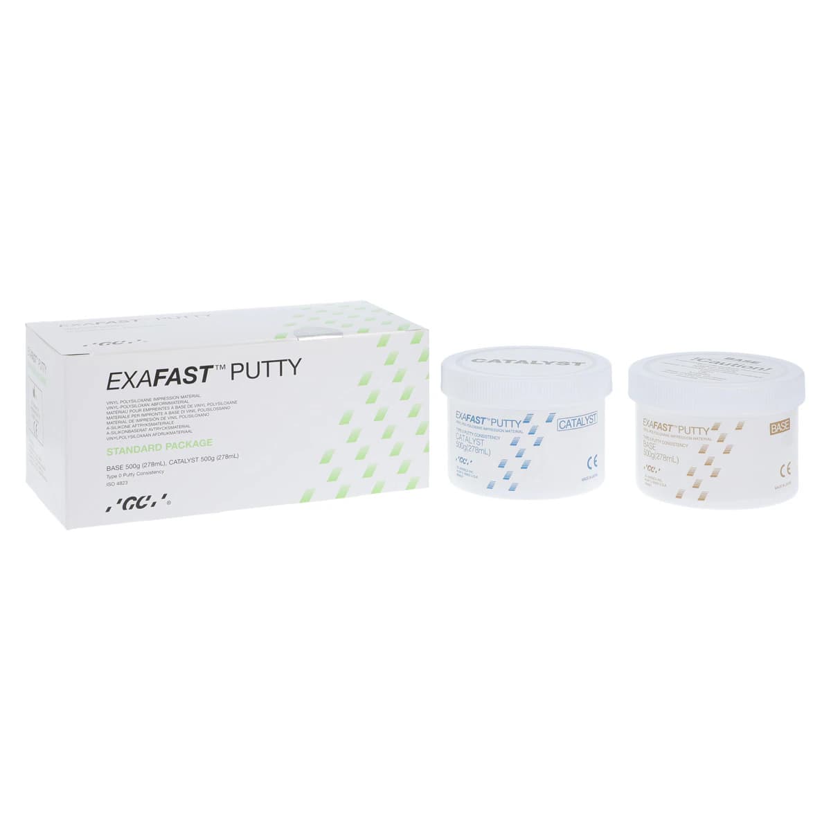 Exafast NDS VPS Impression Material Putty Kit, Fast Set, Green, 2 x 500 g Jars (Base & Catalyst), 1/Pk, 137307 - Exafast NDS Impression Material Putty Kit, 278 ml, Green, 1/Pk, 137307 - Image 1