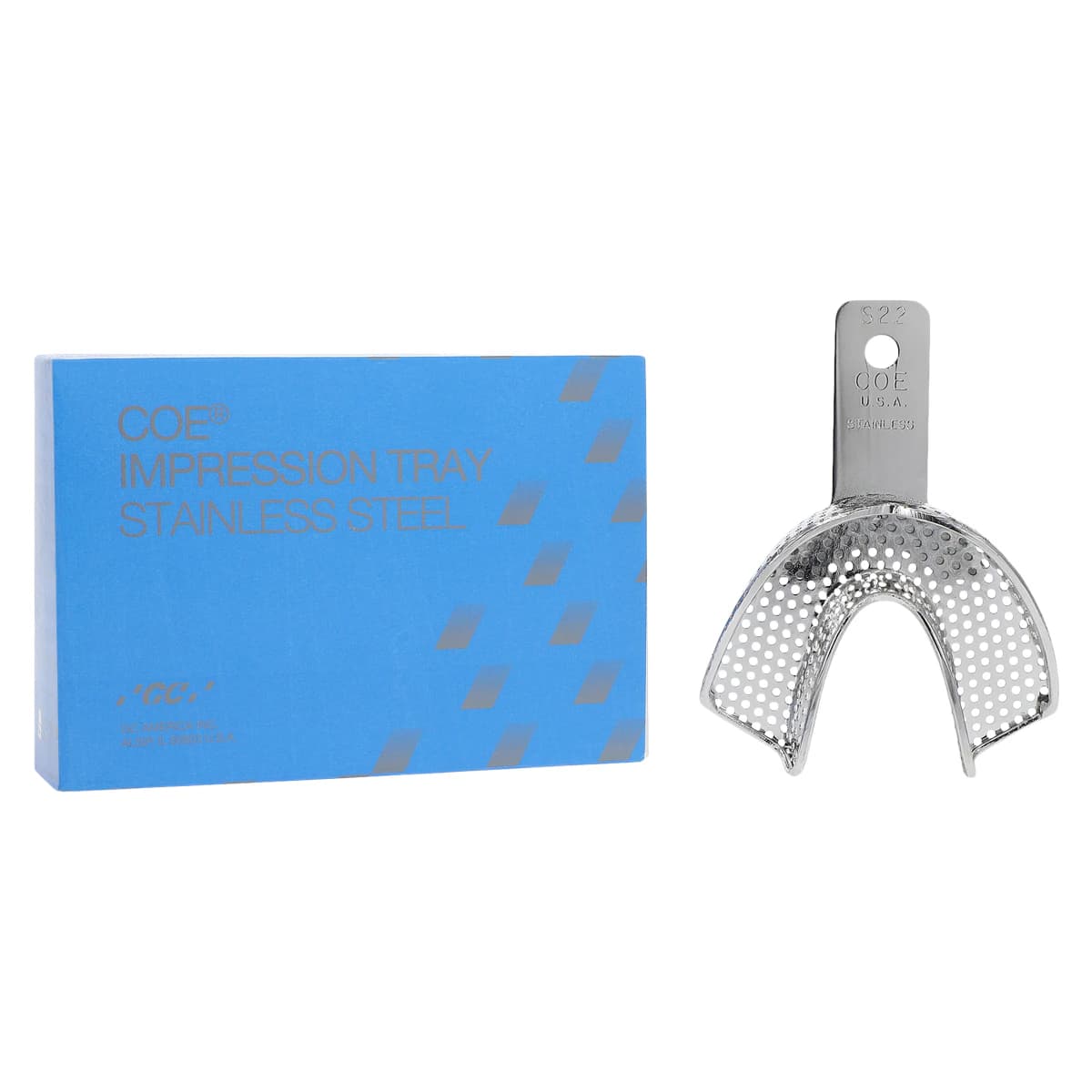 COE® Impression Trays Stainless Steel Perforated Small Lower #S22, 1/Pkg, 264221 - COE® Impression Trays Stainless Steel Individual Trays Perforated Small Lower #S22 Each - Image 1