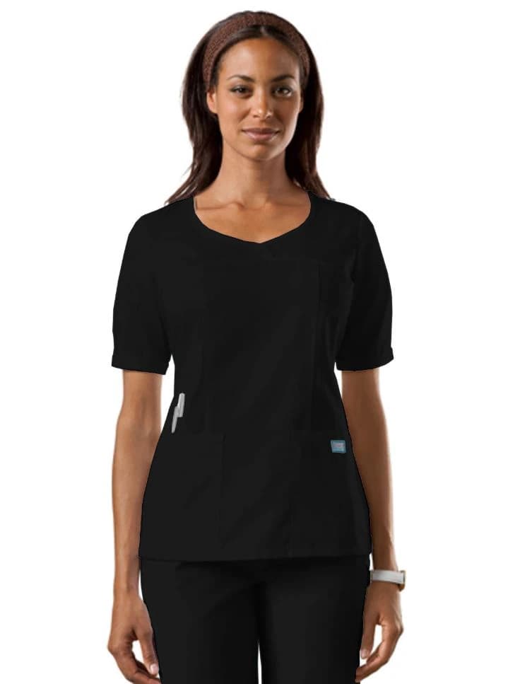 Cherokee Workwear Novelty V-Neck Scrub Top, Women's, Black, 2X-Large, Style 4746 - Scrub Top Novelty V-Neck Women - Image 1