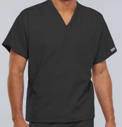 Cherokee Workwear Scrub Top Unisex V-Neck 1 Pocket, Pewter, Large, 4777 - Scrub Top Unisex V-Neck 1Pkt - Image 1