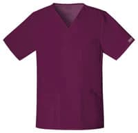 Cherokee Workwear Core Stretch Unisex Scrub Top, V-Neck, 4 Pockets, Wine, X-Small, 4725 - Scrub Top Unisex Core Stretch - Image 1